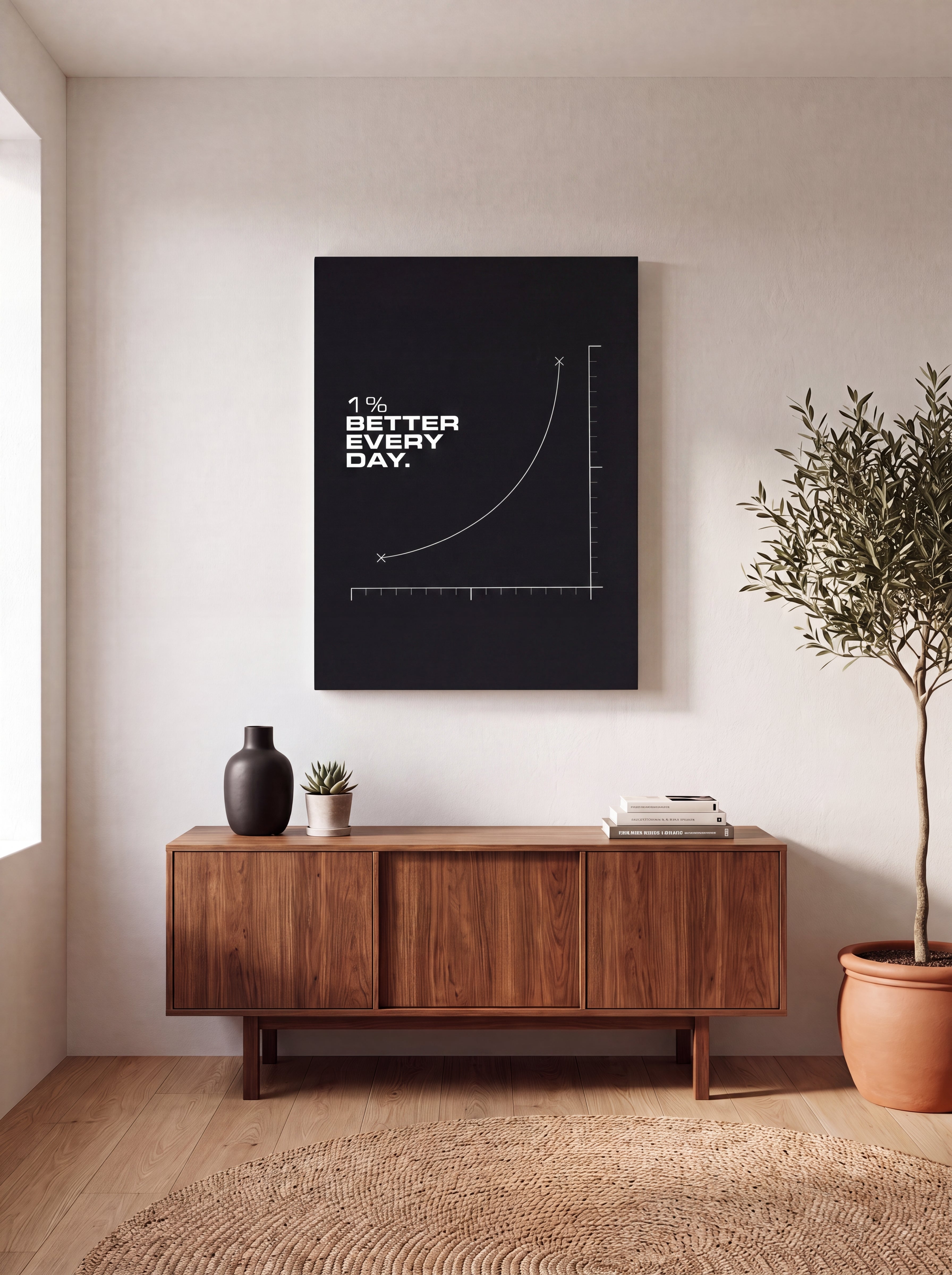 1% Better Every Day | Minimal Growth Chart Canvas Wall Art