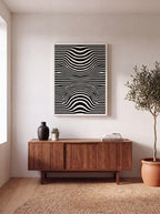 Optical Art Waves | Black & White Geometric Canvas Wall Art