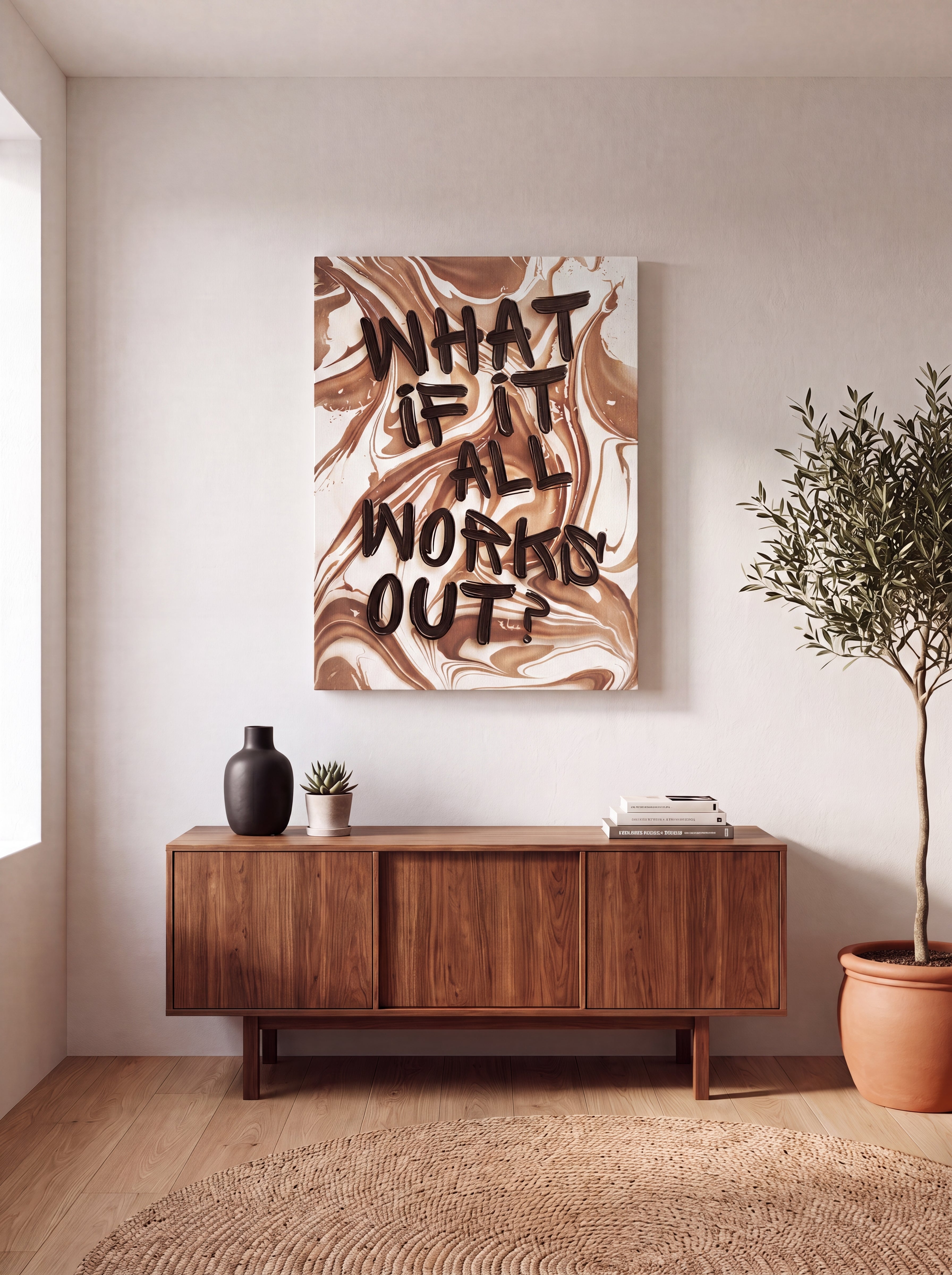 What If It All Works Out | Marble Typography Canvas Wall Art
