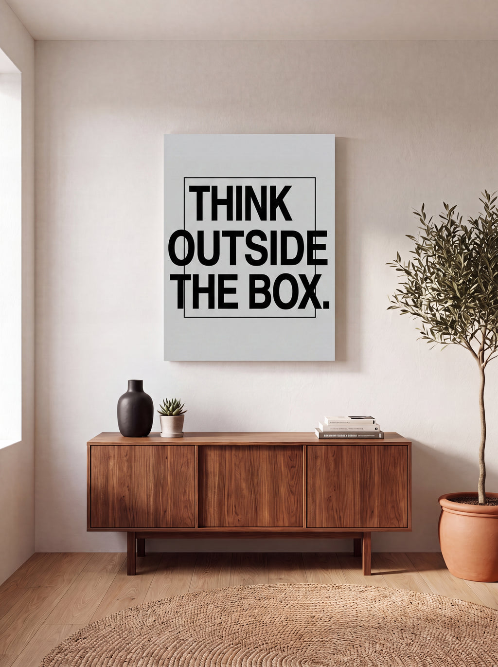 Think Outside The Box | Creative Typography Canvas Wall Art