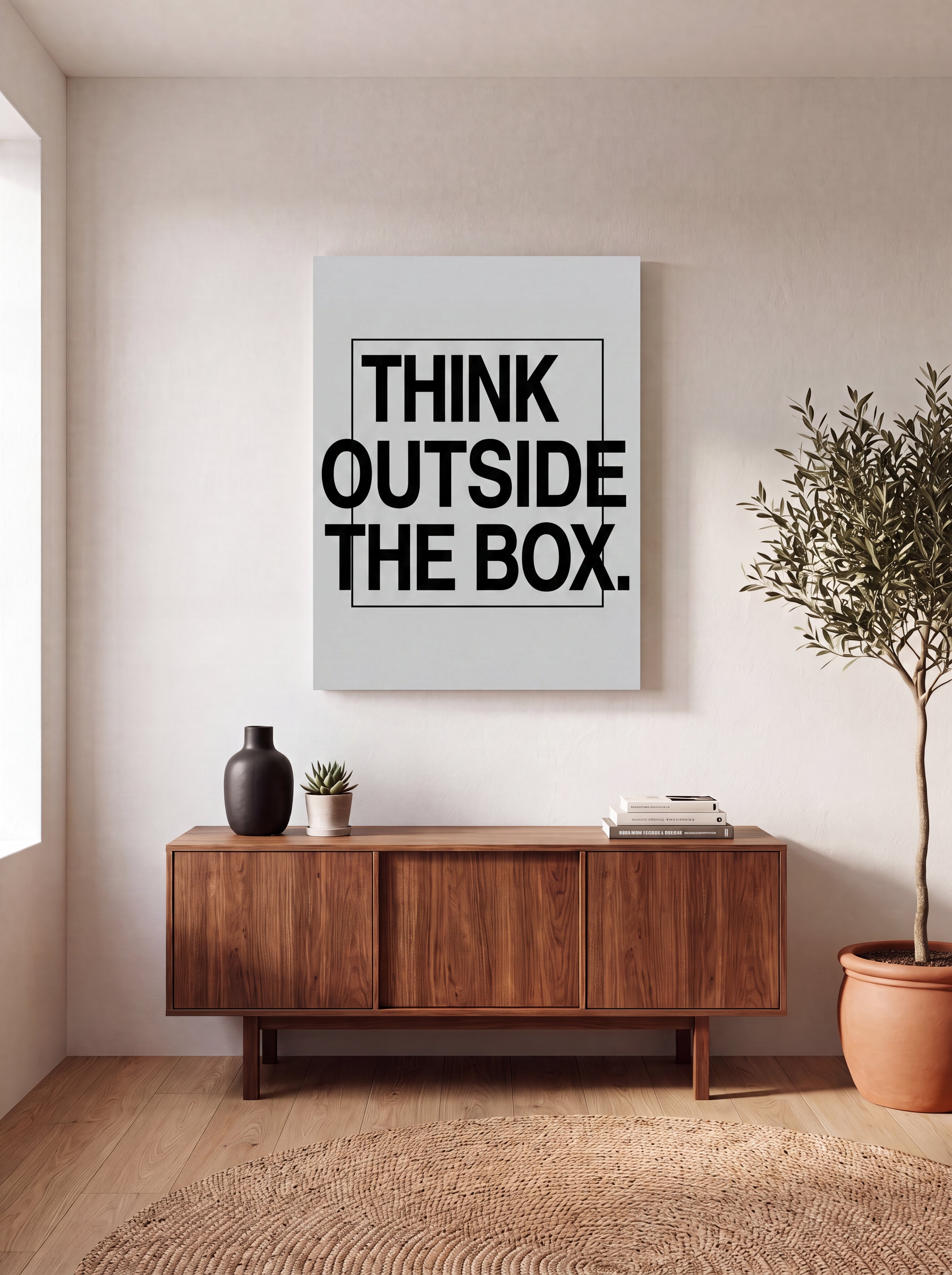 Think Outside The Box | Creative Typography Canvas Wall Art
