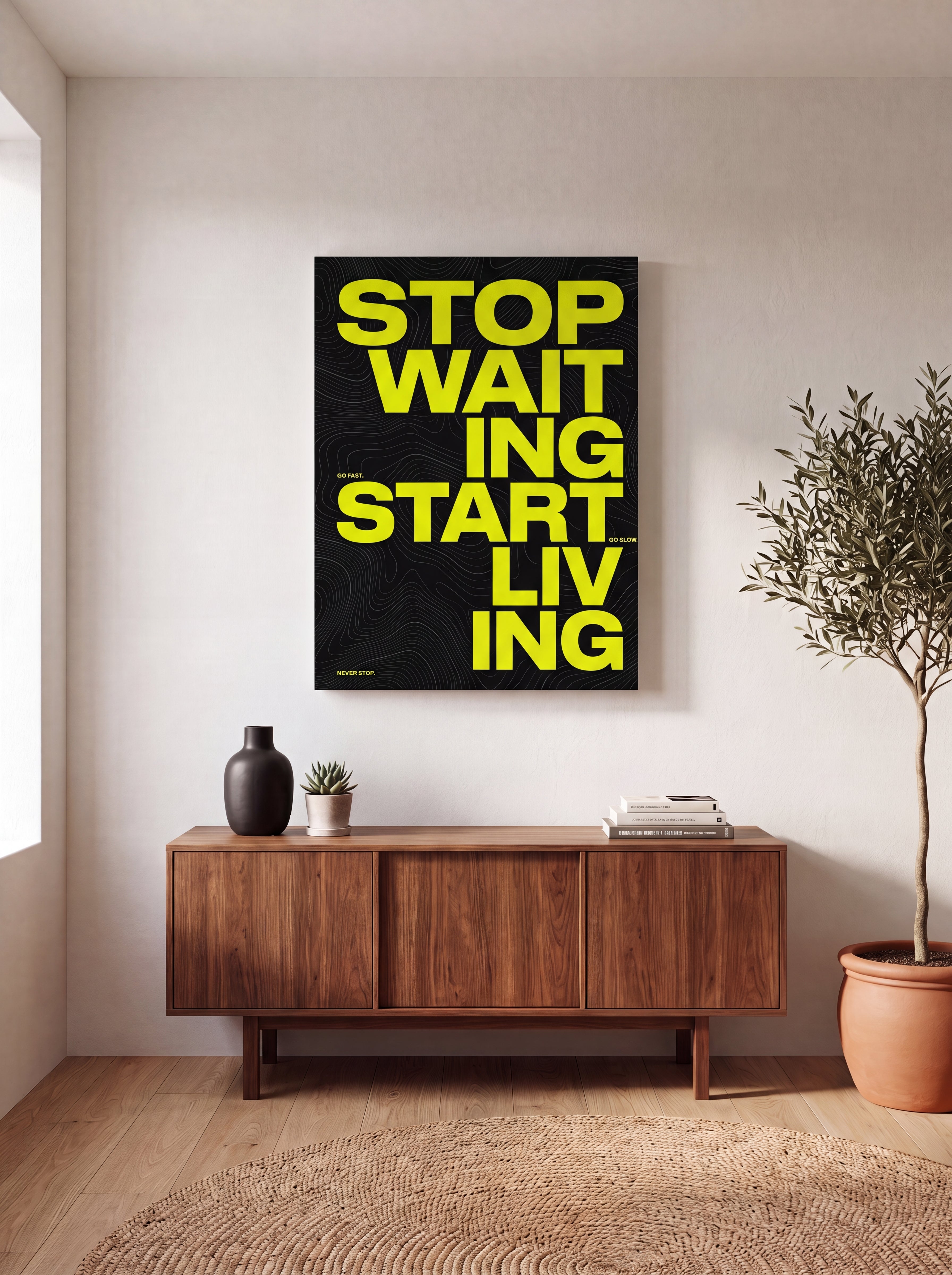 Stop Waiting Start Living | Motivational Canvas Wall Art