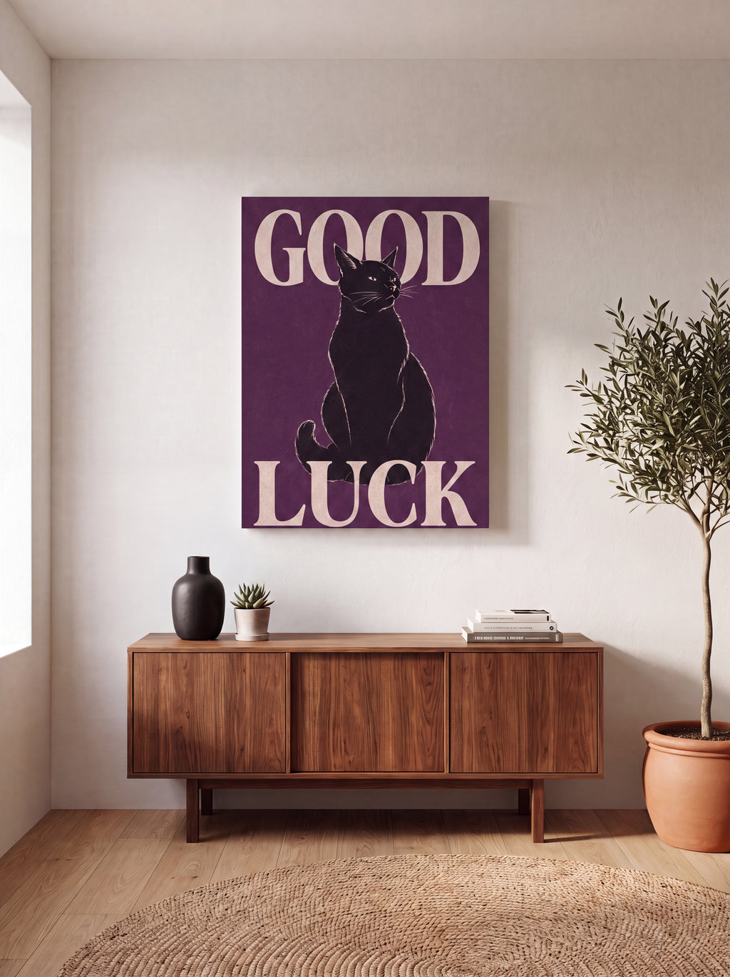 Good Luck | Japanese Lucky Cat Streetwear Canvas Wall Art