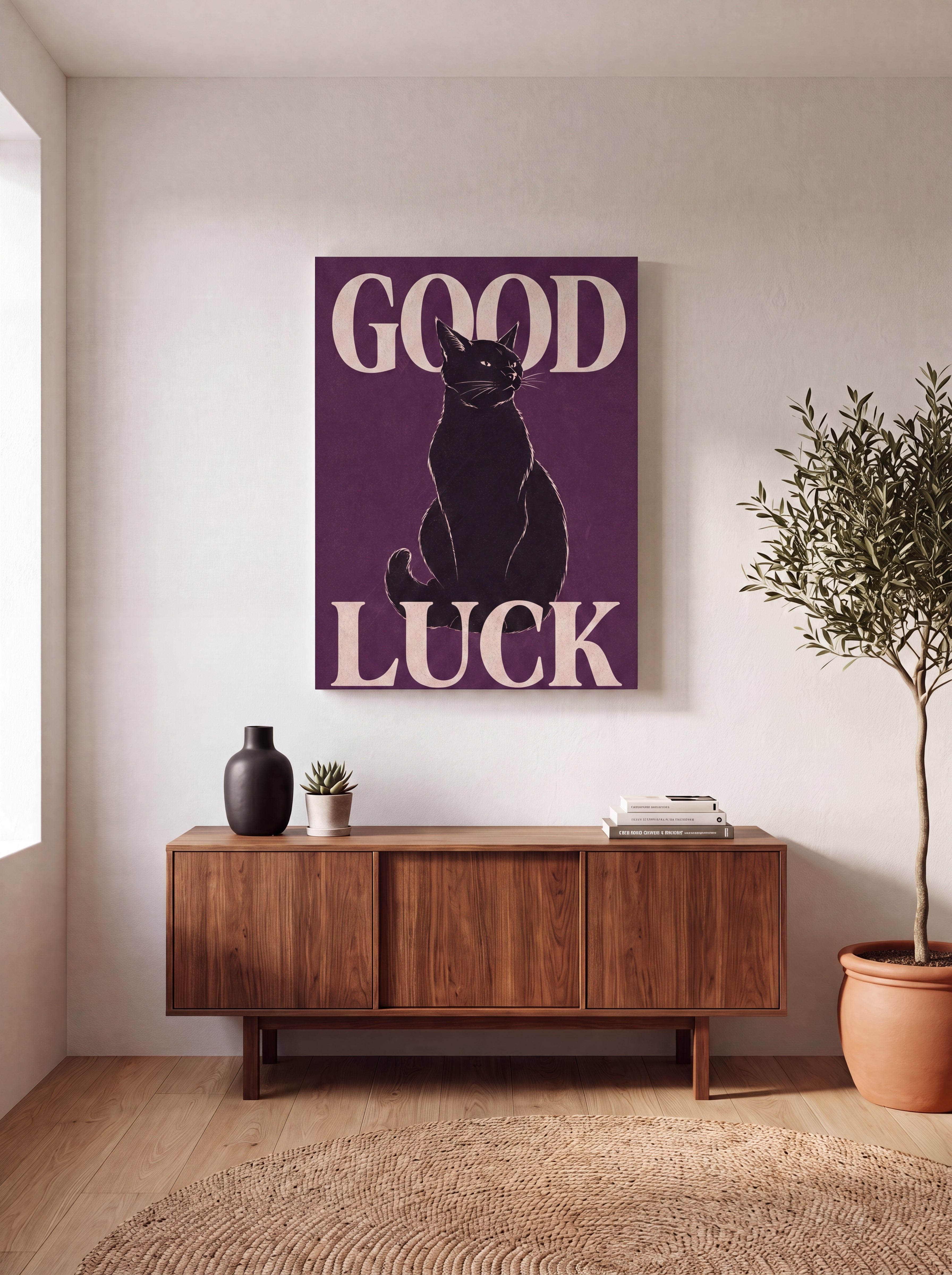 Good Luck | Japanese Lucky Cat Streetwear Canvas Wall Art