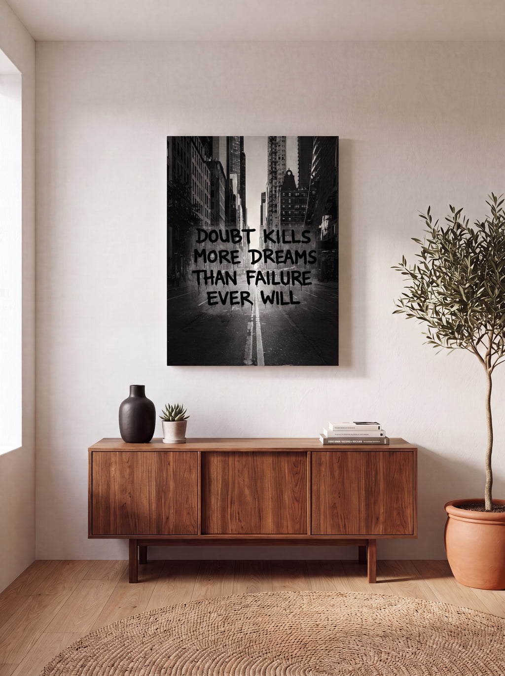 Doubt Kills More Dreams Than Failure | Black & White Canvas Wall Art