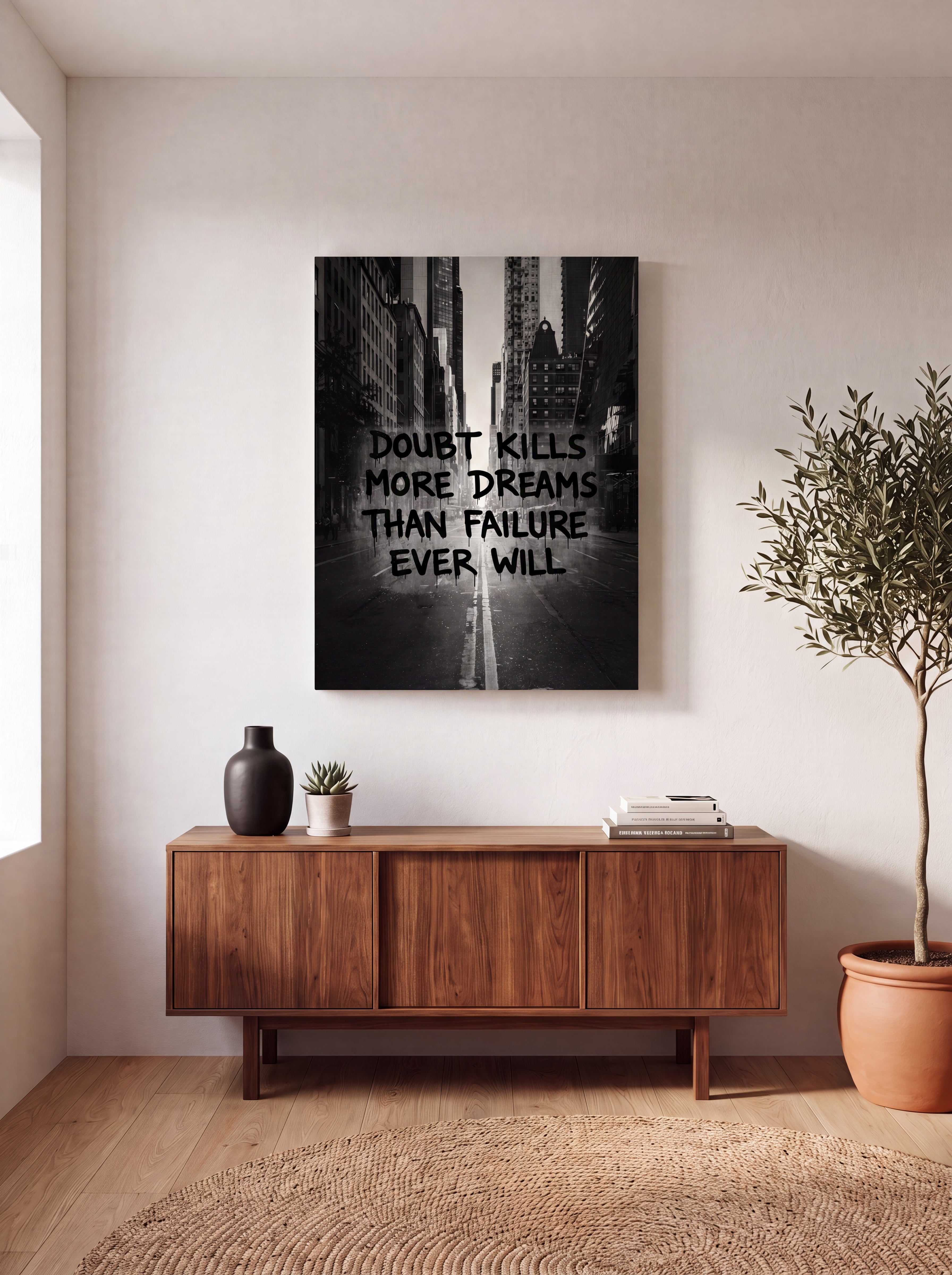 Doubt Kills More Dreams Than Failure | Black & White Canvas Wall Art