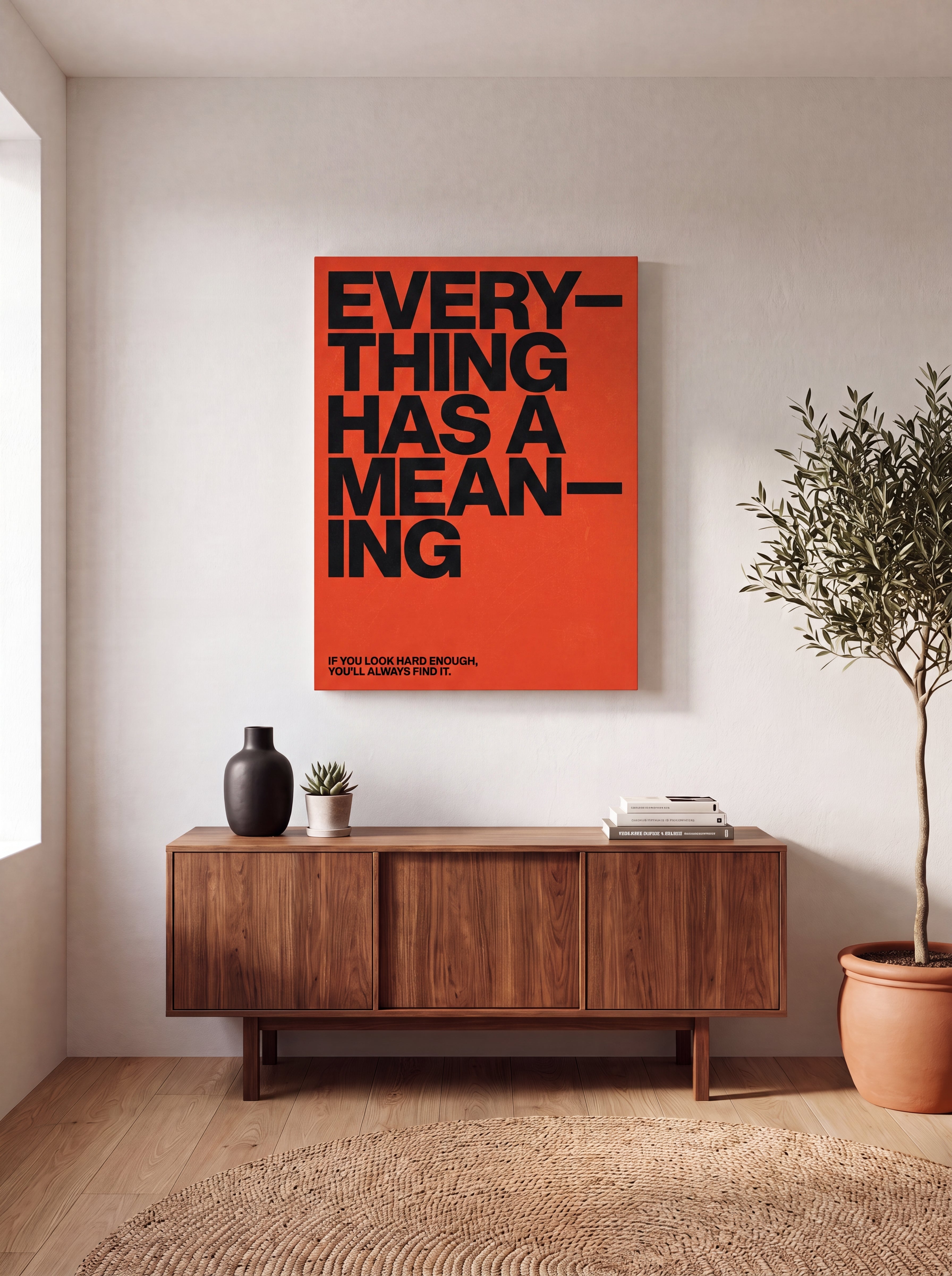 Everything Has A Meaning | Minimalist Quote Canvas Wall Art