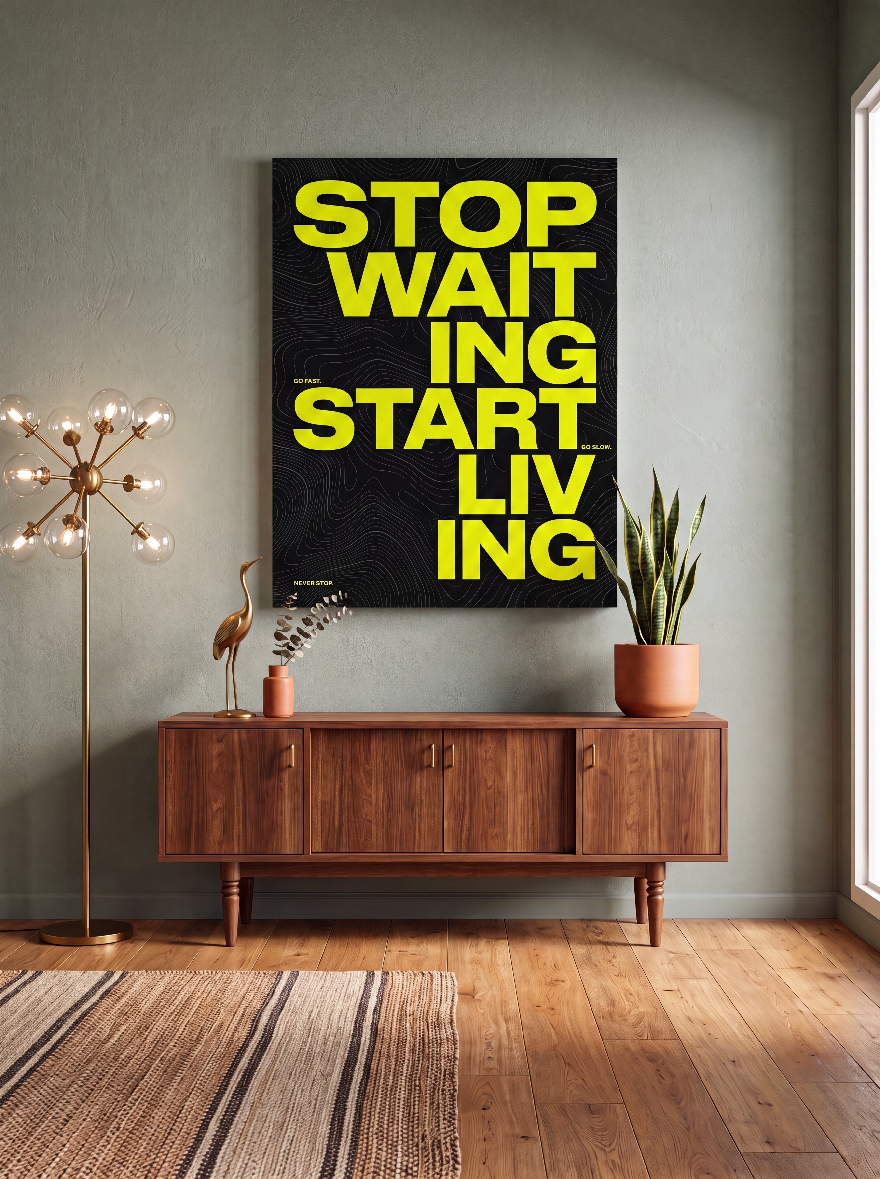 Stop Waiting Start Living | Motivational Canvas Wall Art
