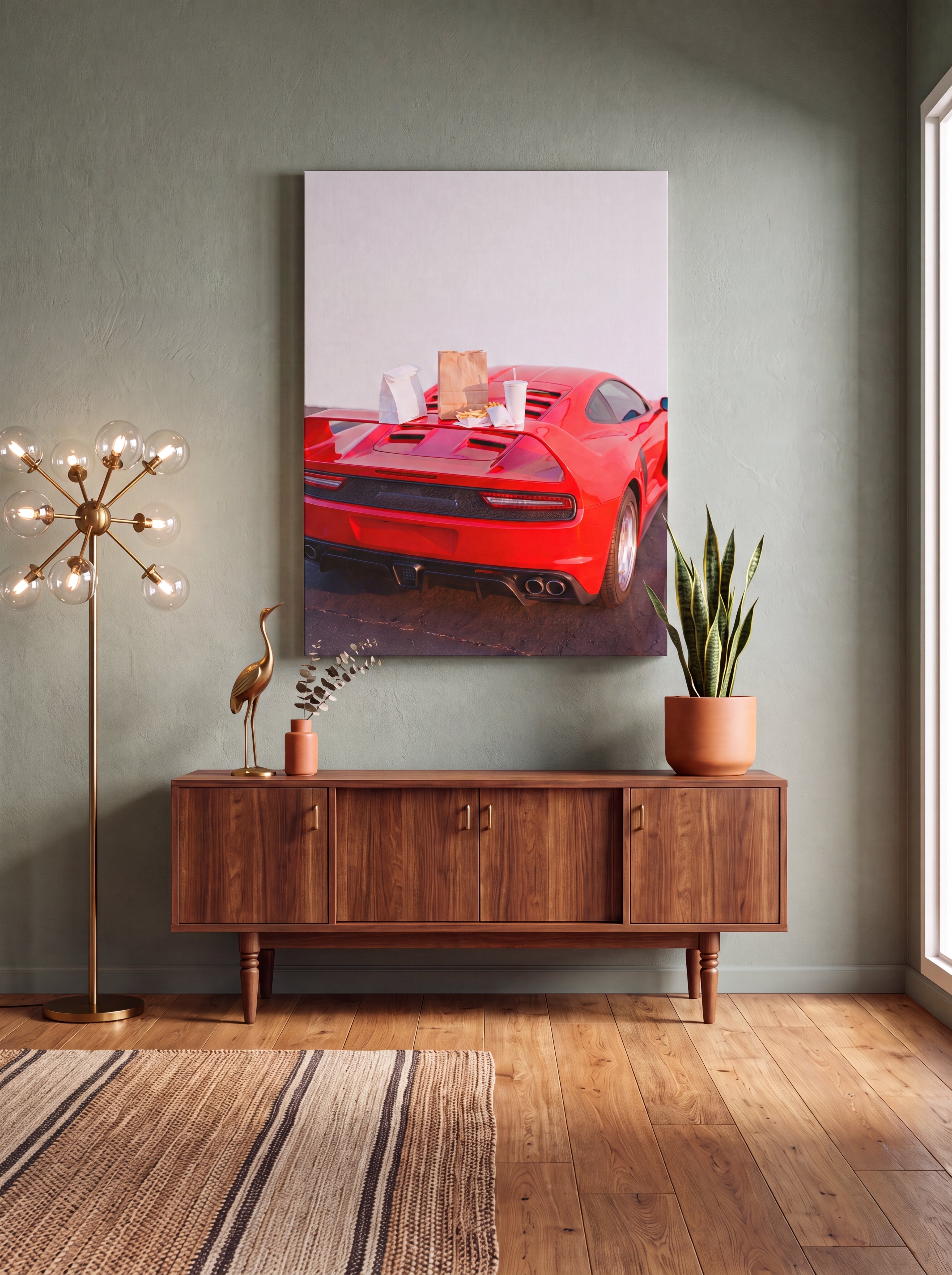 Cheat Day | Supercar & Fast Food Pop Art Canvas Wall Art