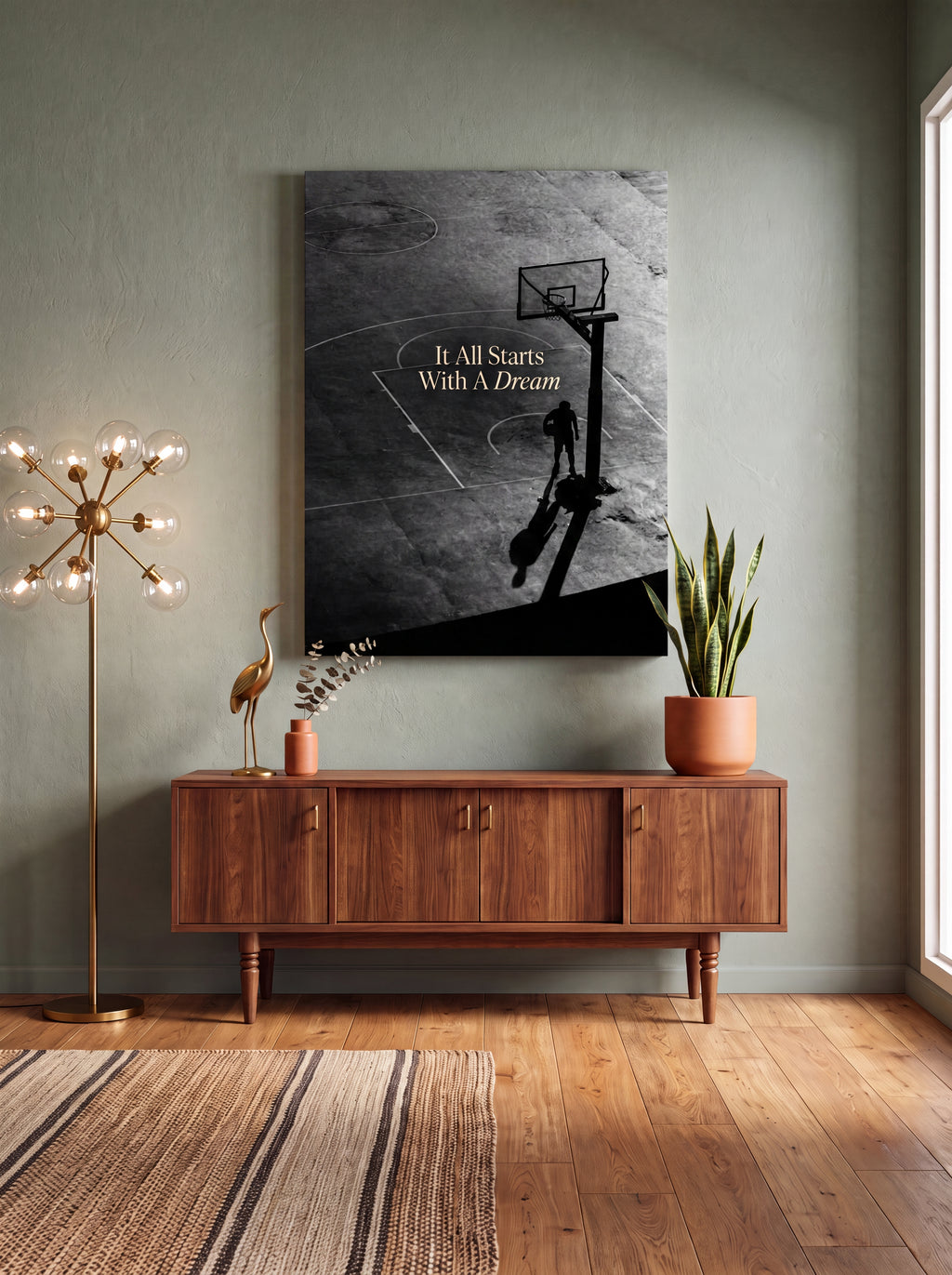 It All Starts With A Dream | Basketball Court Canvas Wall Art