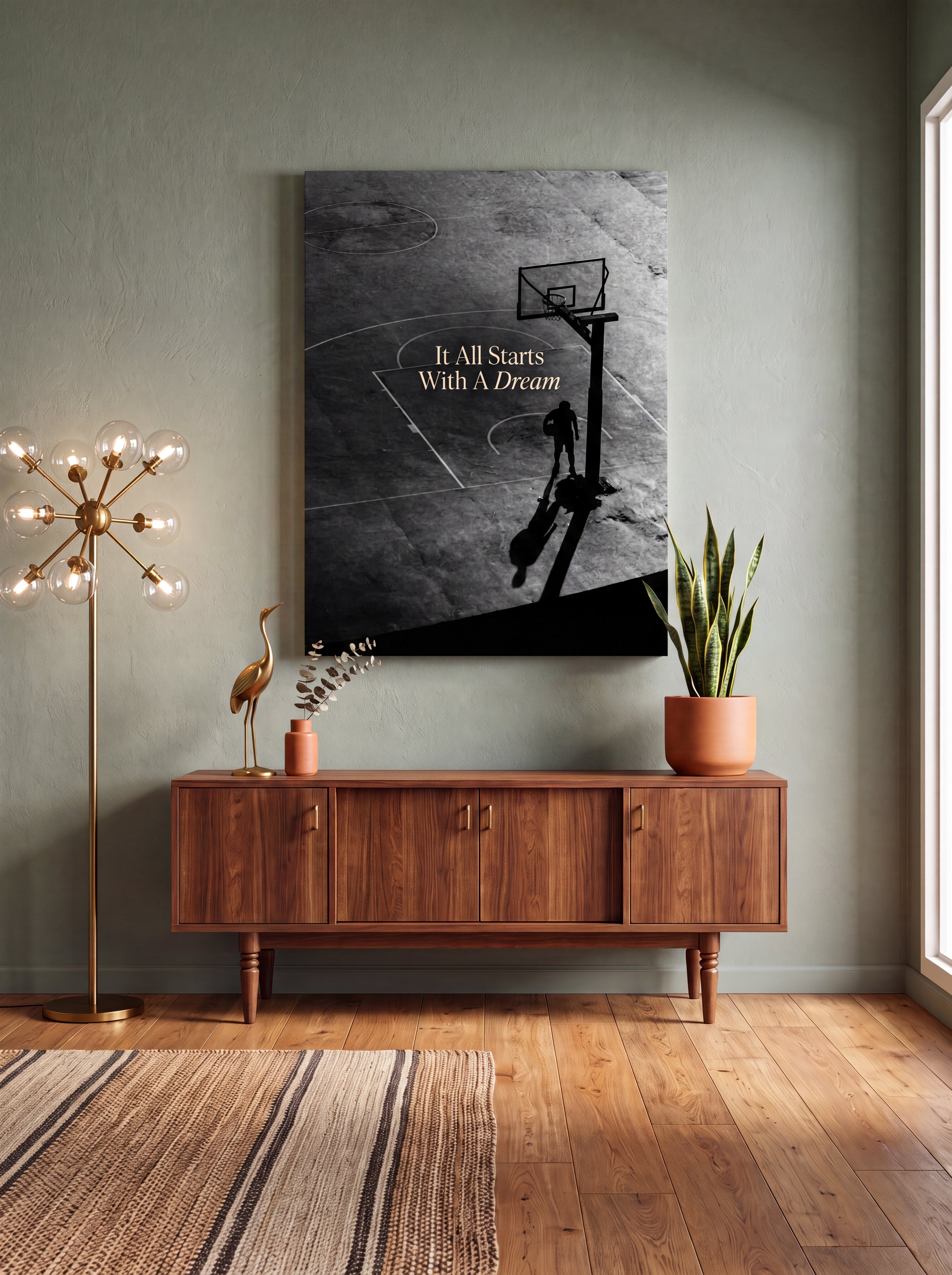 It All Starts With A Dream | Basketball Court Canvas Wall Art