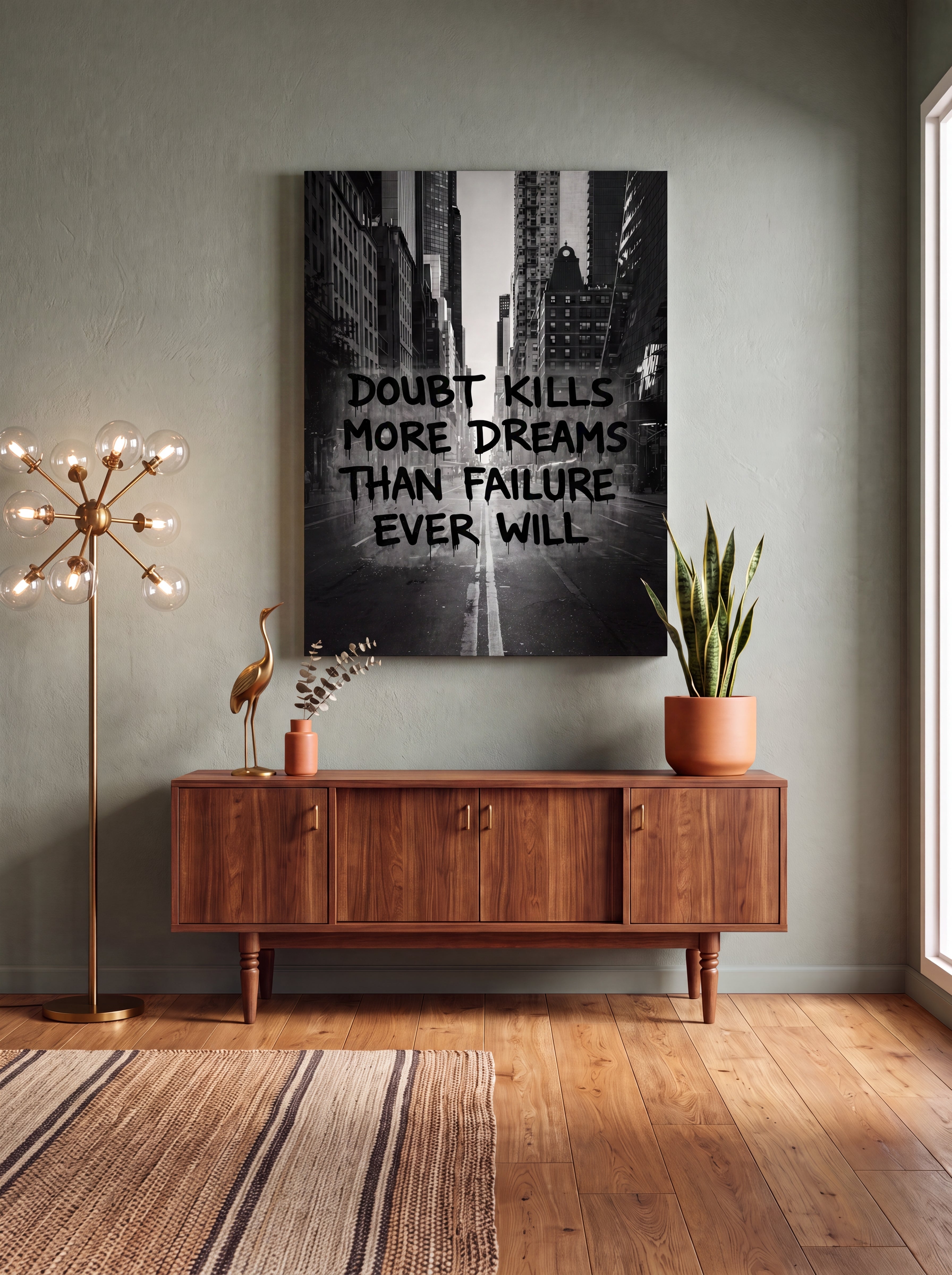 Doubt Kills More Dreams Than Failure | Black & White Canvas Wall Art
