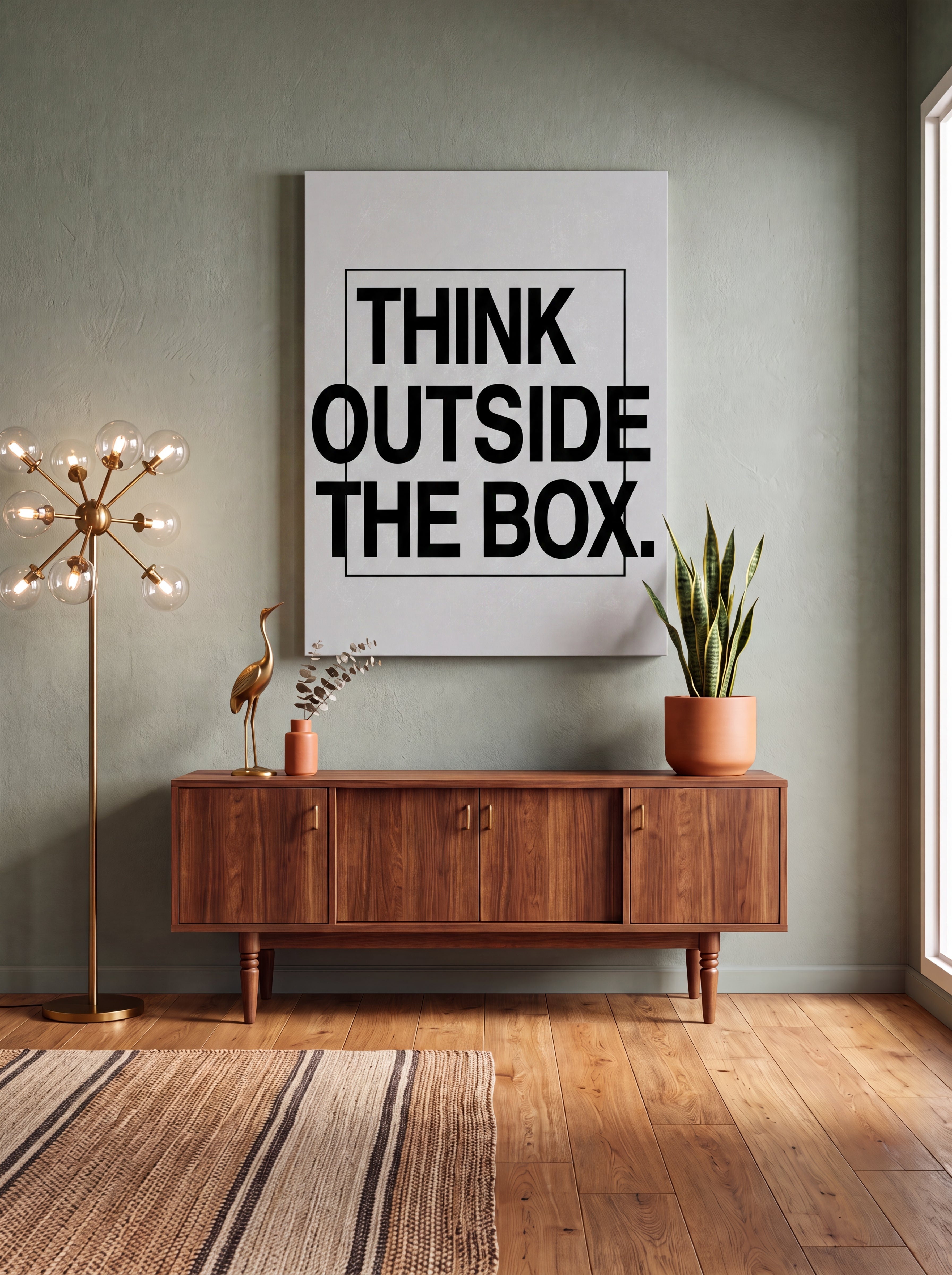 Think Outside The Box | Creative Typography Canvas Wall Art