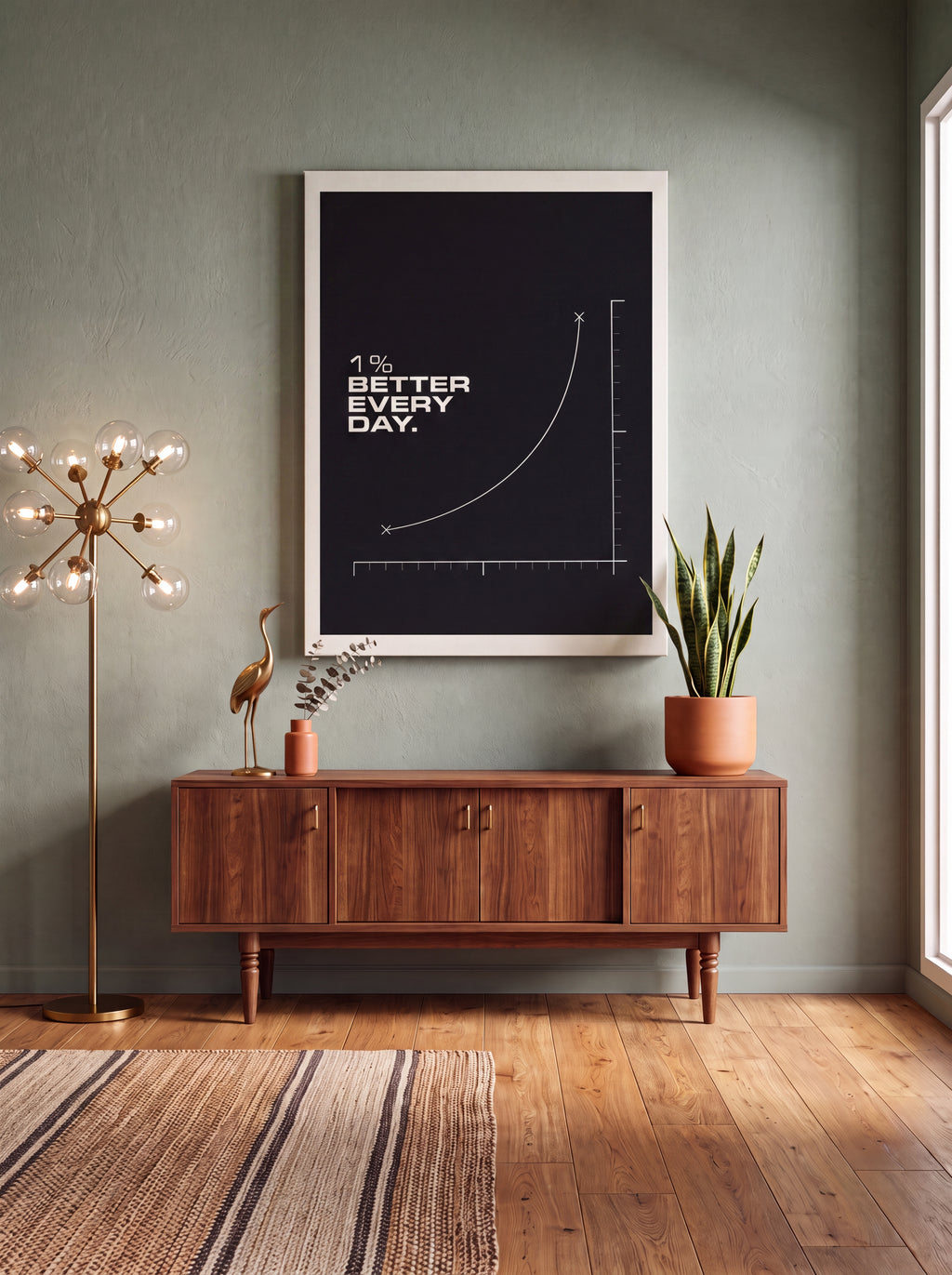 1% Better Every Day | Minimal Growth Chart Canvas Wall Art