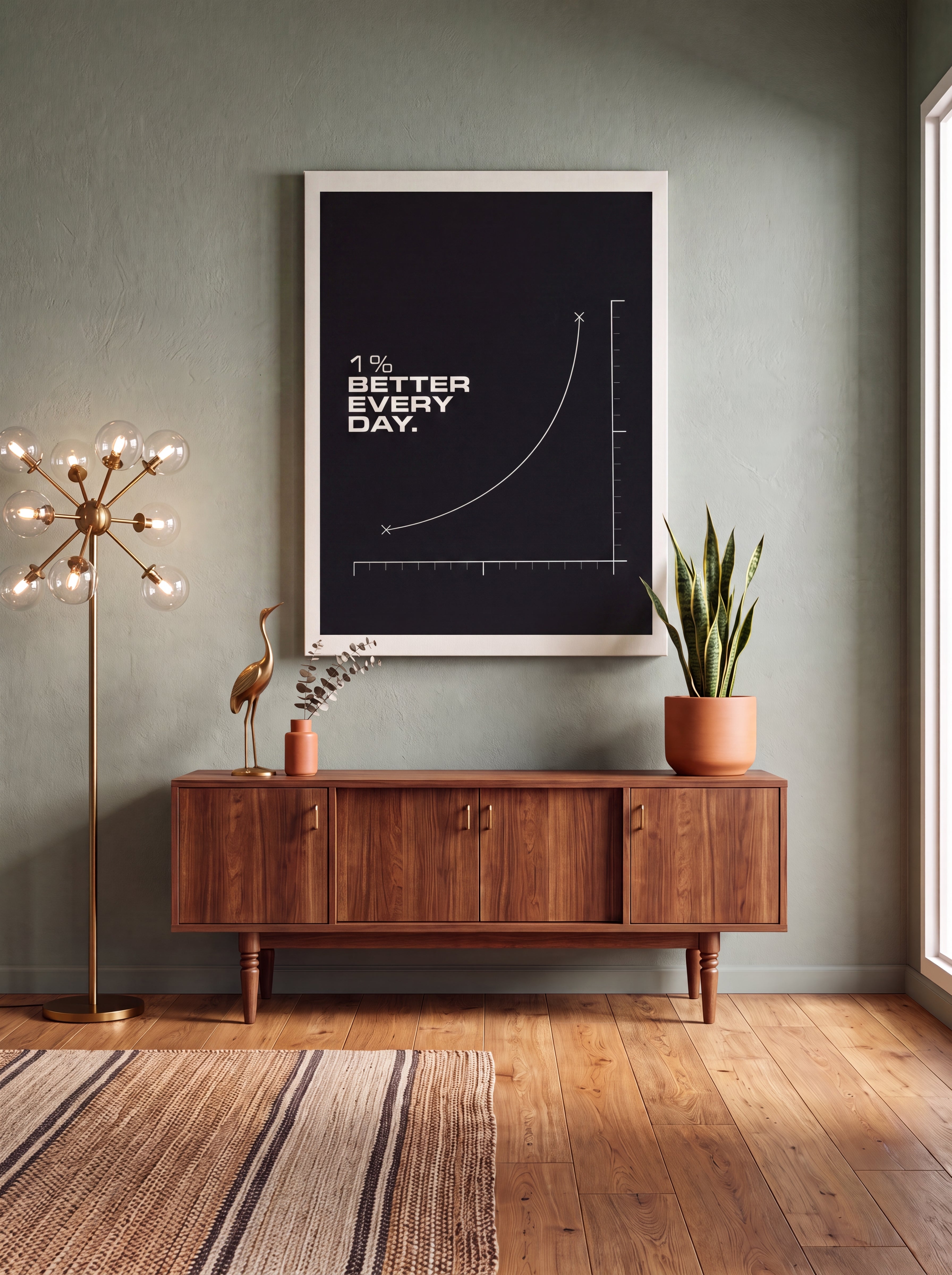 1% Better Every Day | Minimal Growth Chart Canvas Wall Art