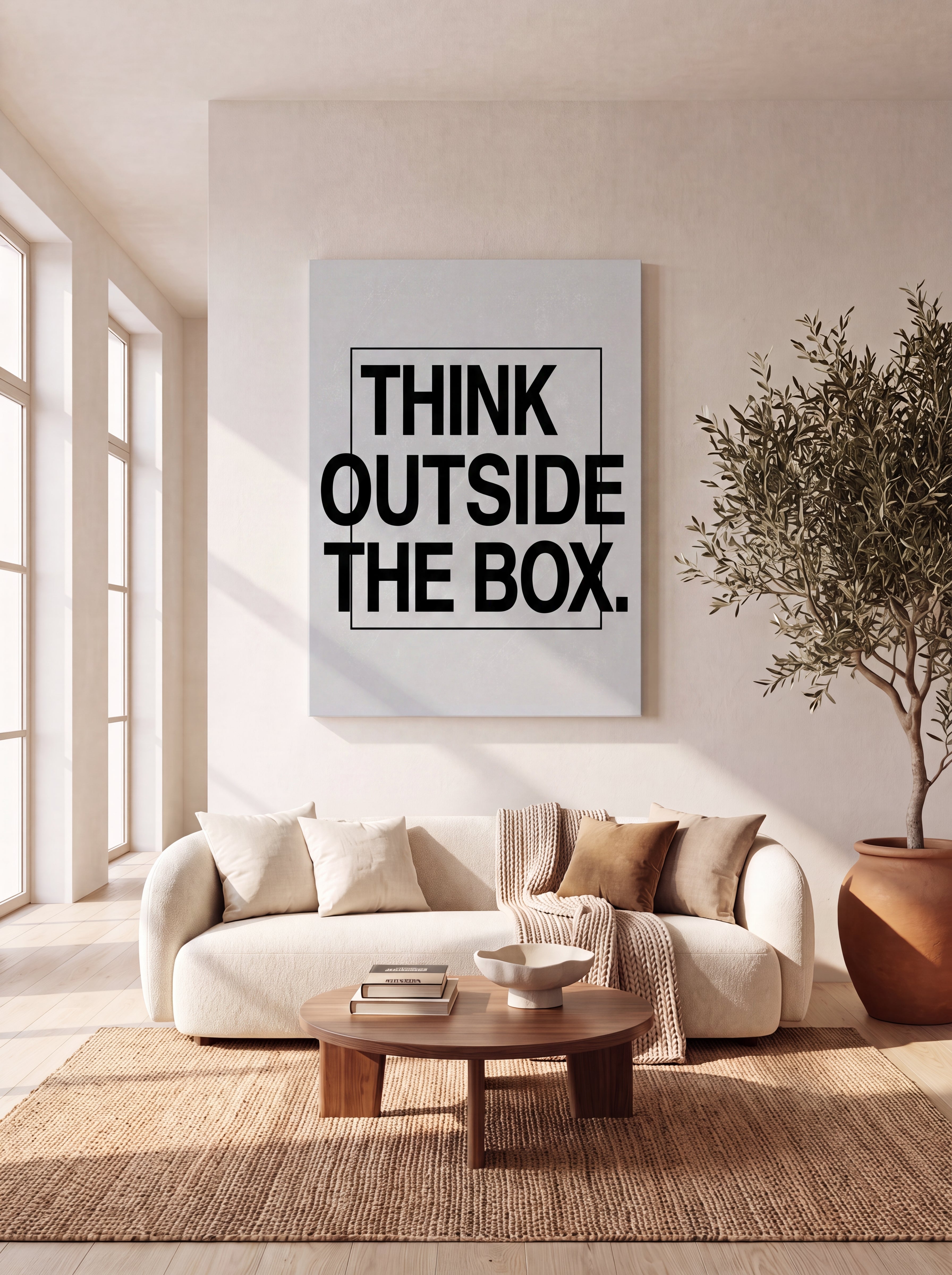 Think Outside The Box | Creative Typography Canvas Wall Art