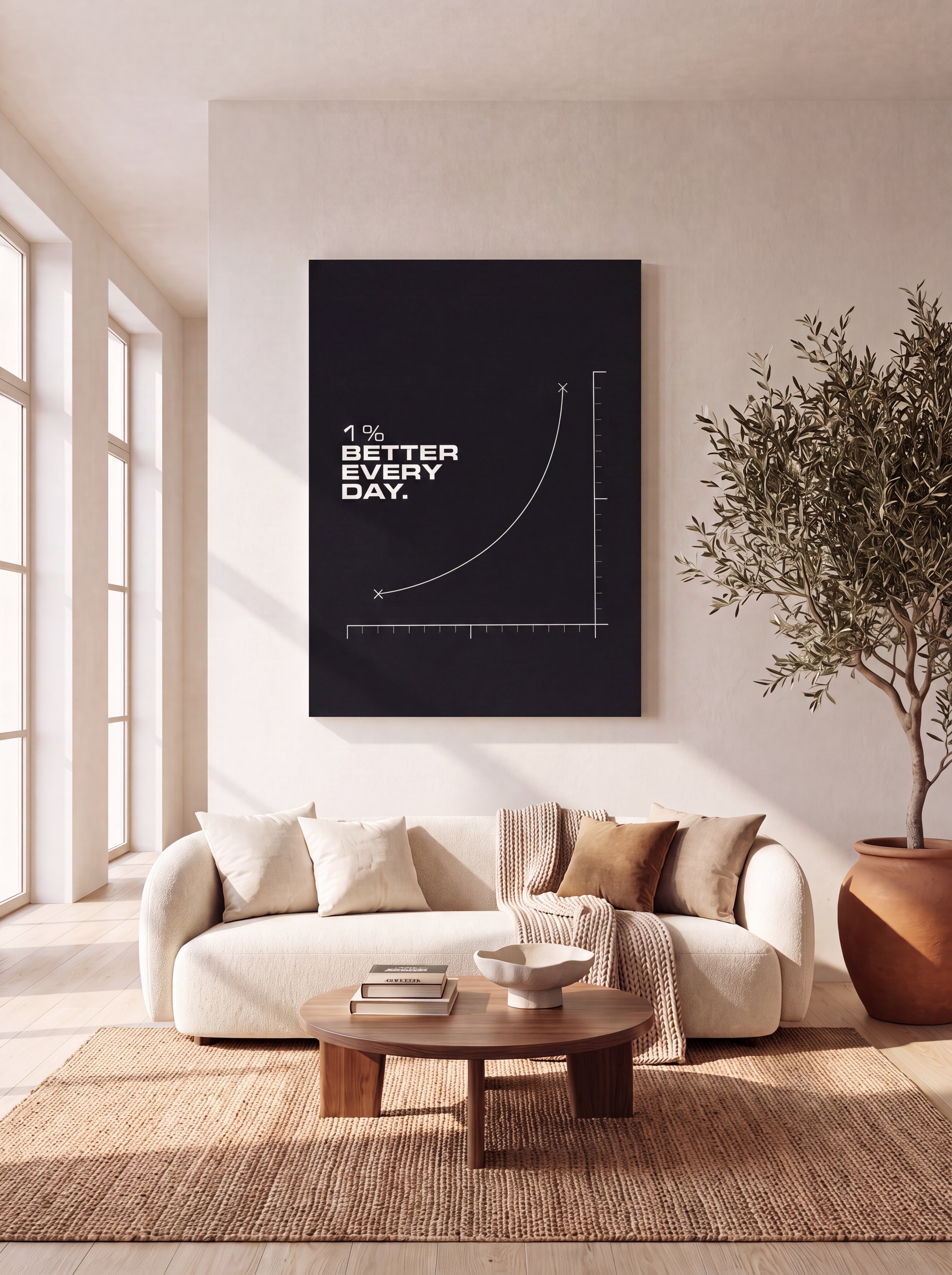 1% Better Every Day | Minimal Growth Chart Canvas Wall Art