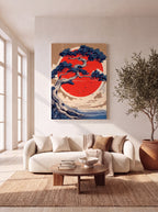 Rising Sun | Japanese Bonsai Woodblock Canvas Wall Art