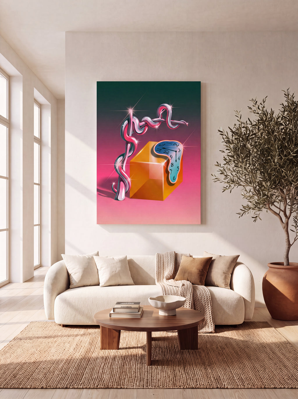 Time Warp | Surreal Melting Clock Canvas Wall Art