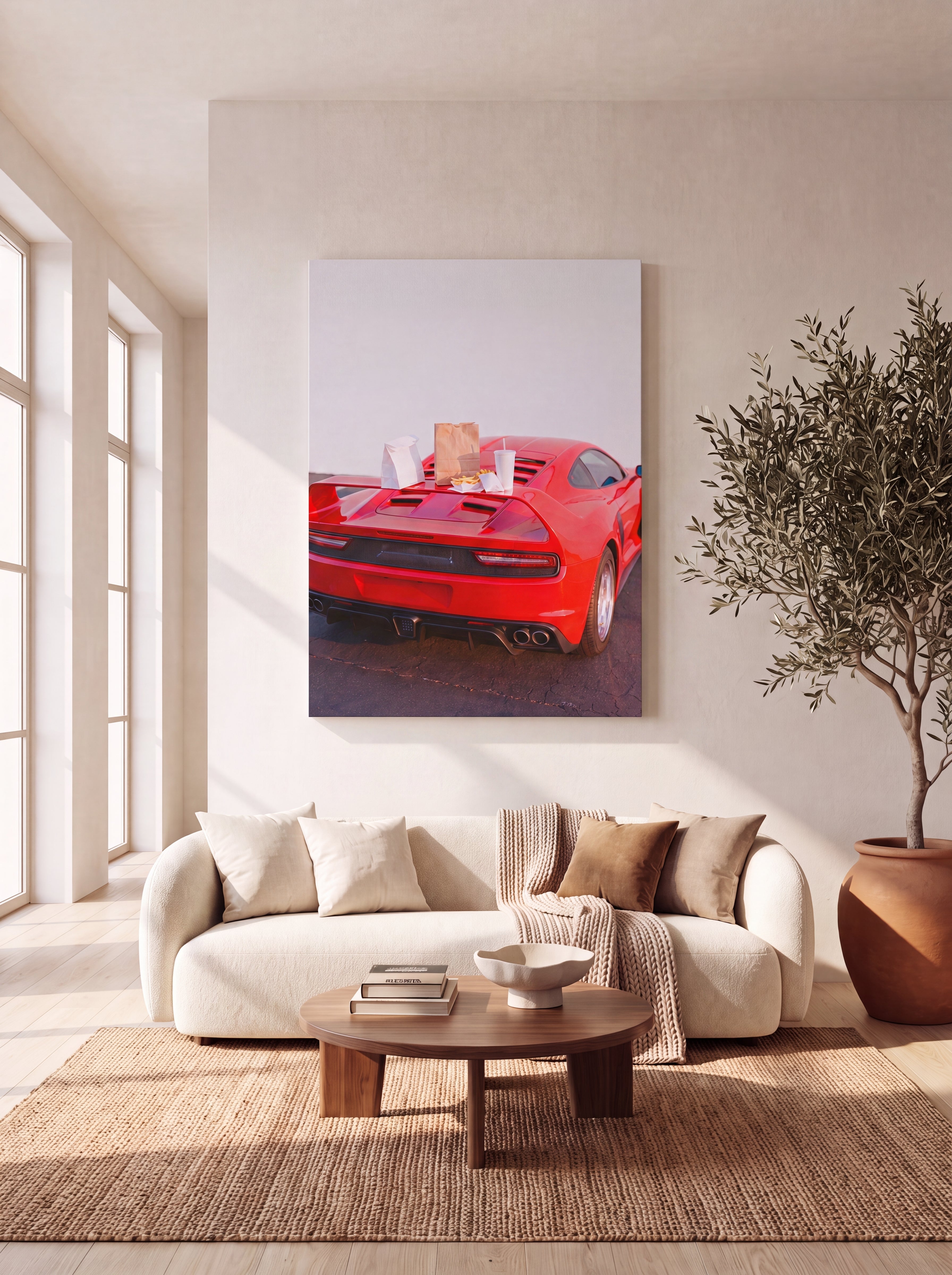 Cheat Day | Supercar & Fast Food Pop Art Canvas Wall Art