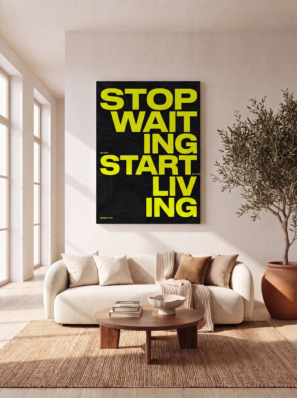 Stop Waiting Start Living | Motivational Canvas Wall Art