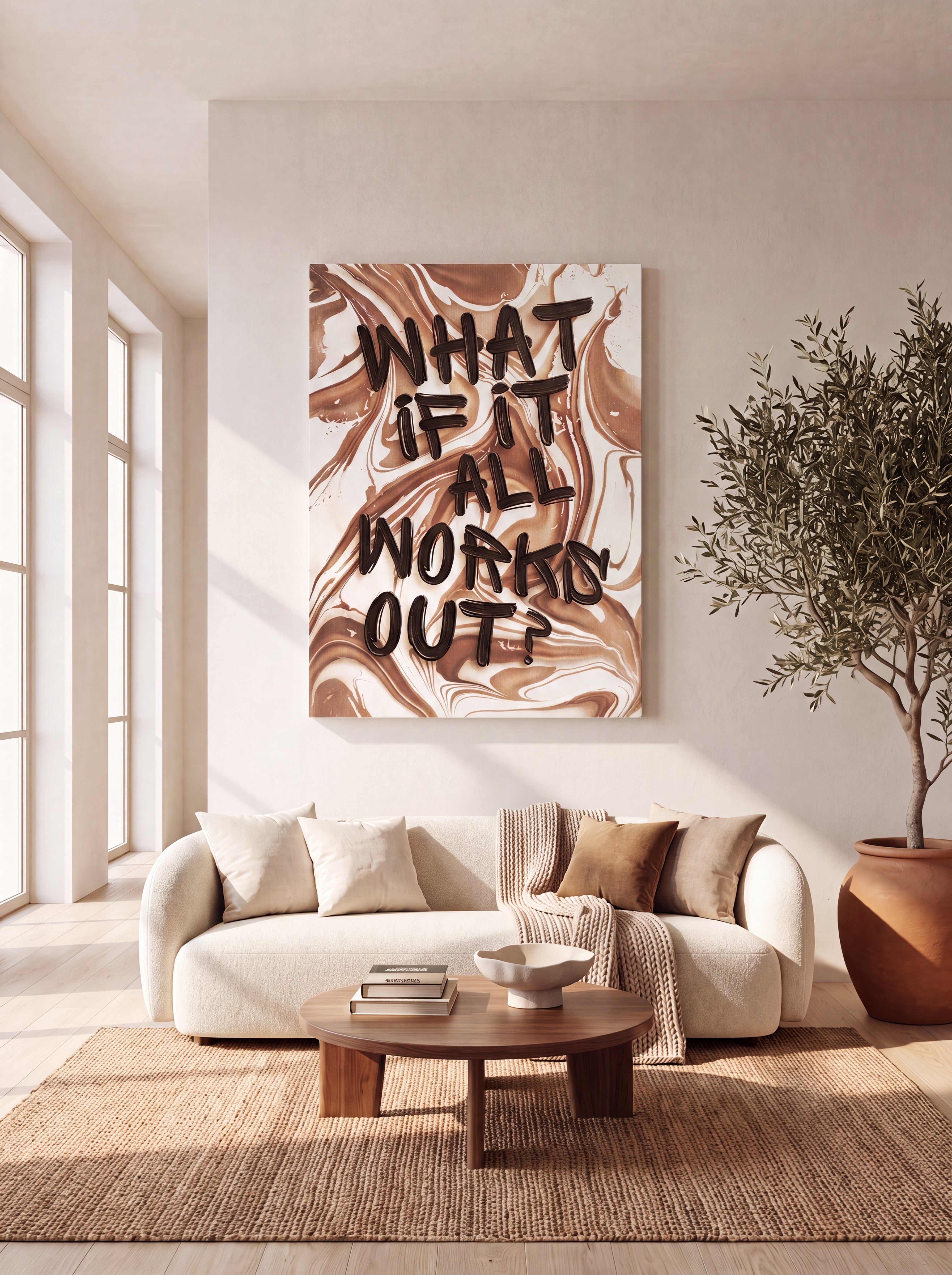 What If It All Works Out | Marble Typography Canvas Wall Art