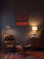 Horizon | Retro-Futurist Vortex Grid Canvas Wall Art
