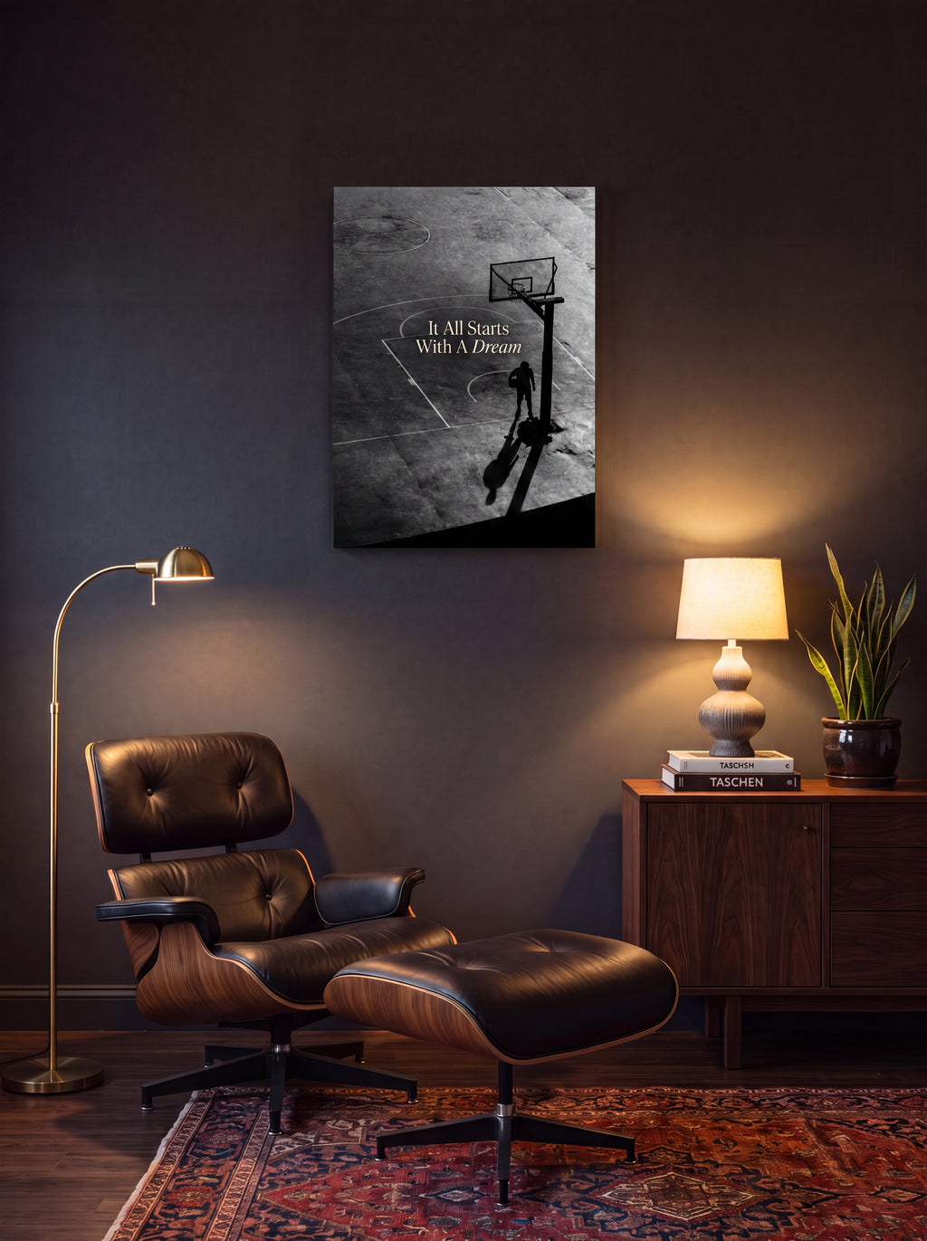 It All Starts With A Dream | Basketball Court Canvas Wall Art