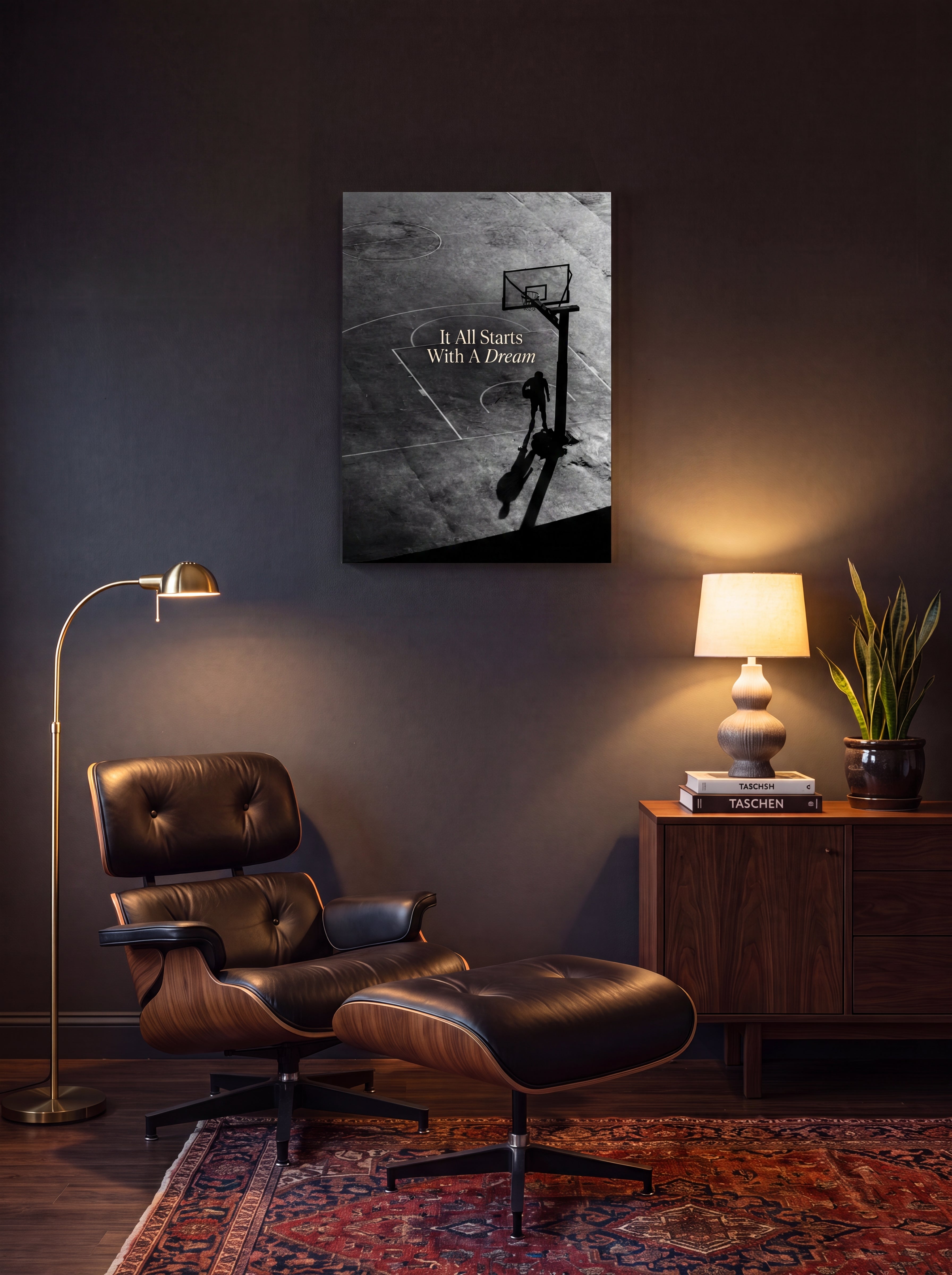 It All Starts With A Dream | Basketball Court Canvas Wall Art