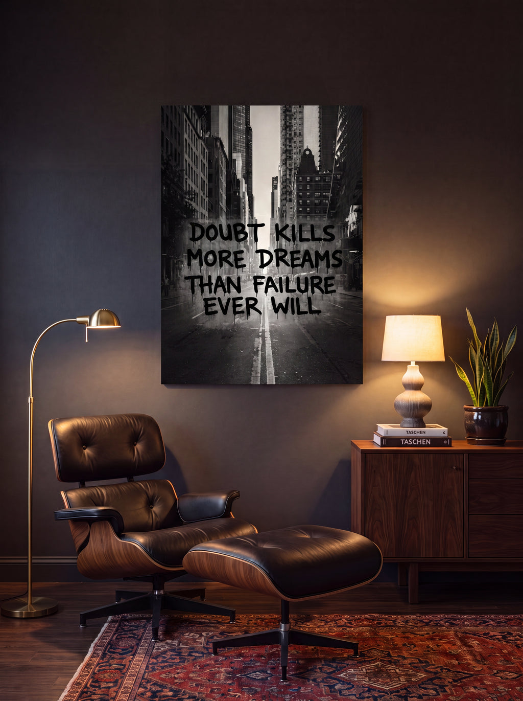 Doubt Kills More Dreams Than Failure | Black & White Canvas Wall Art