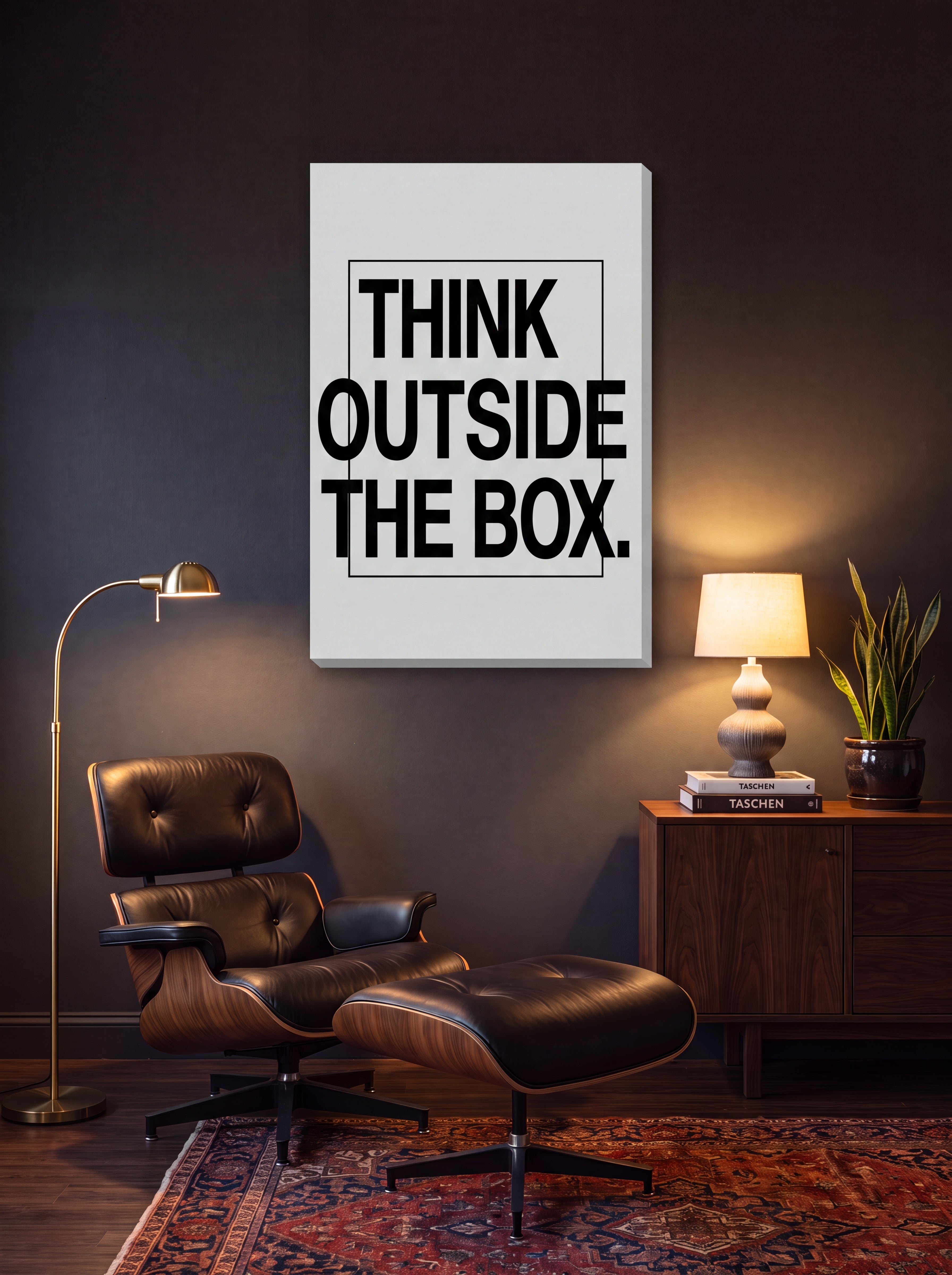 Think Outside The Box | Creative Typography Canvas Wall Art