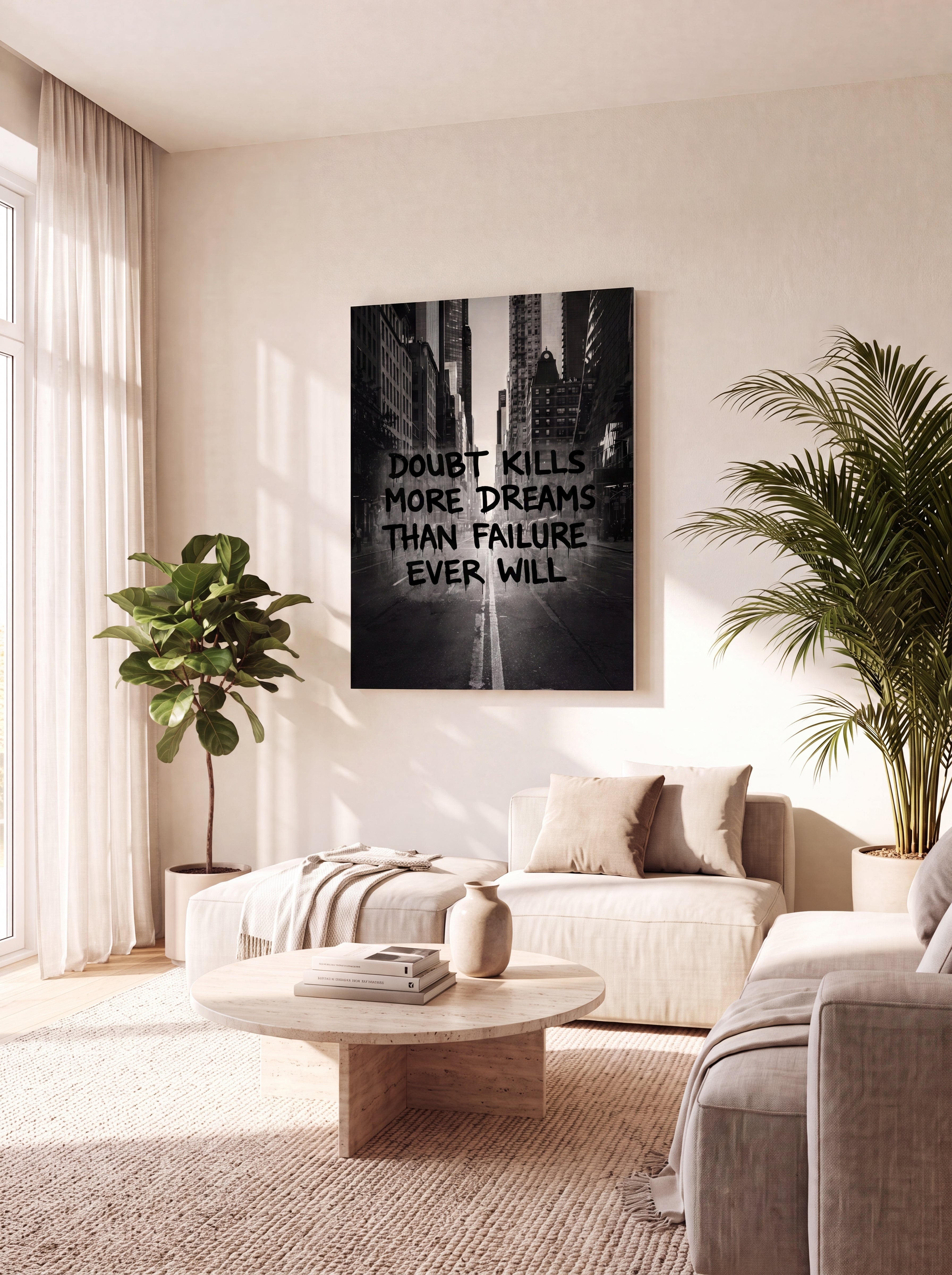 Doubt Kills More Dreams Than Failure | Black & White Canvas Wall Art