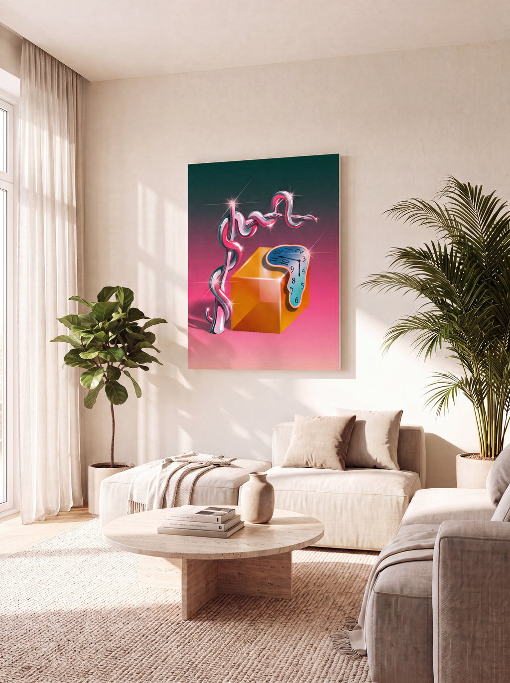 Time Warp | Surreal Melting Clock Canvas Wall Art
