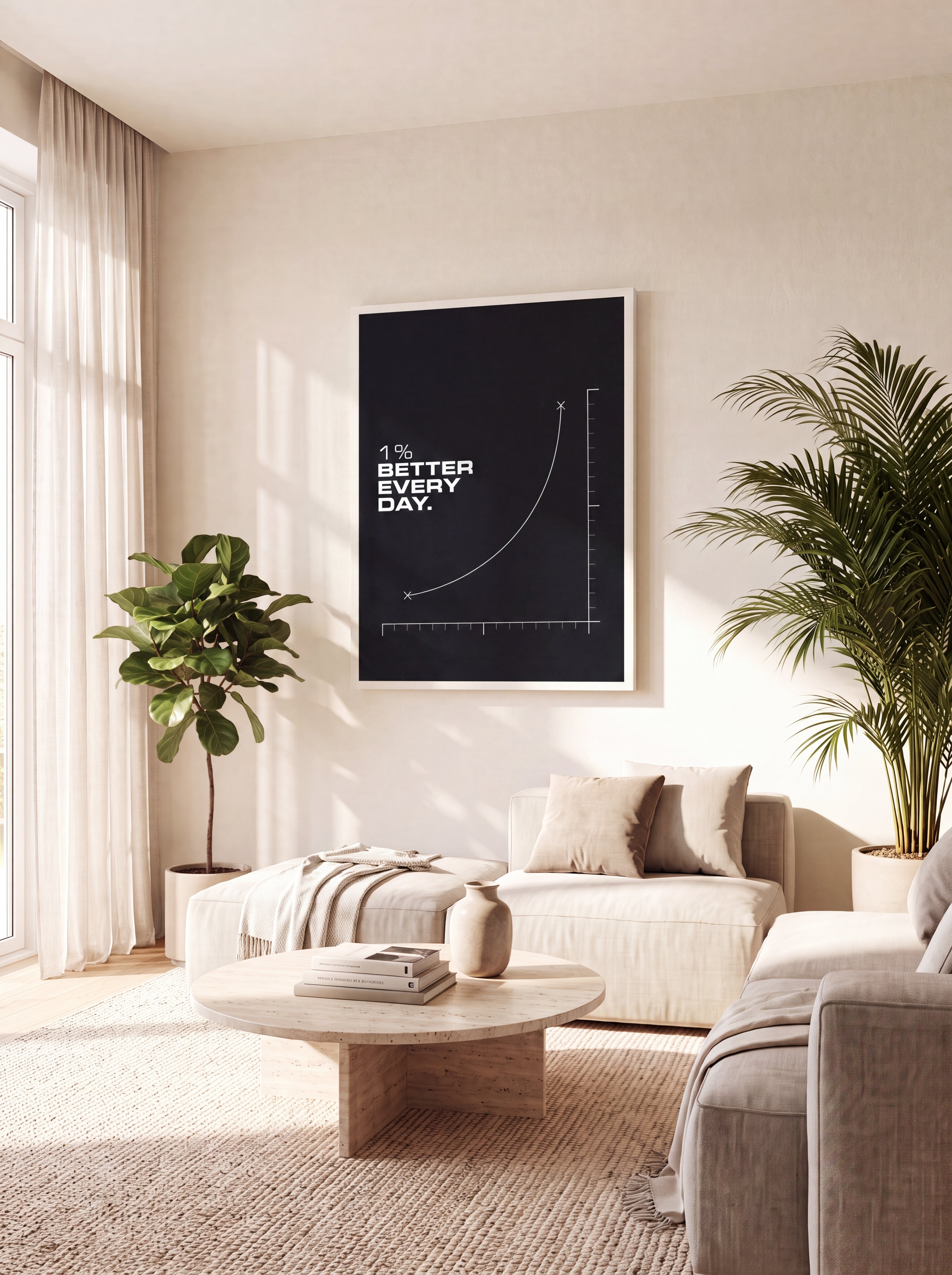 1% Better Every Day | Minimal Growth Chart Canvas Wall Art