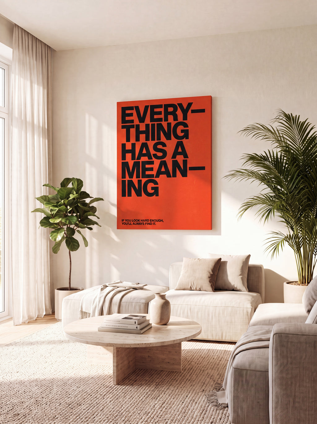 Everything Has A Meaning | Minimalist Quote Canvas Wall Art