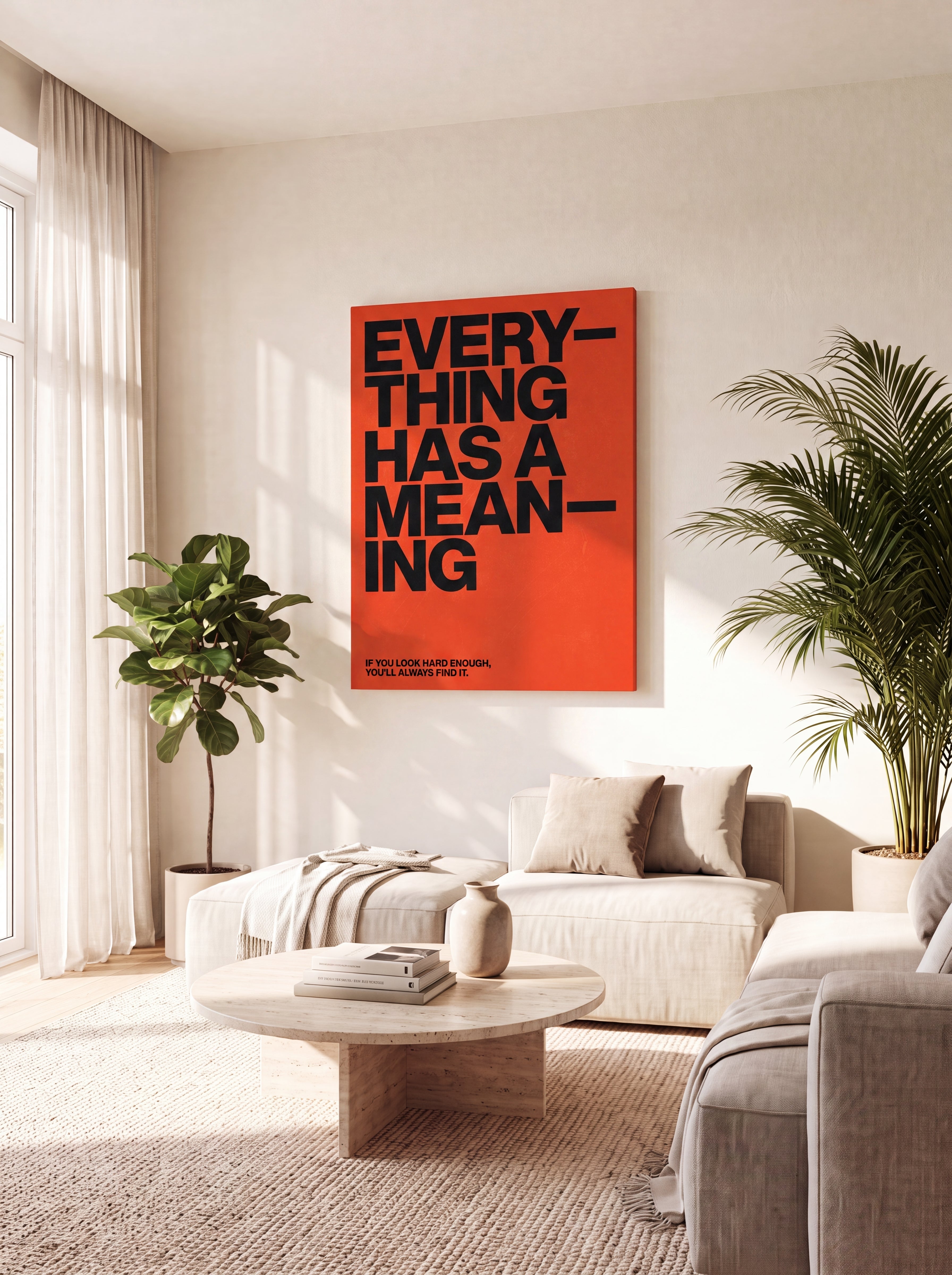 Everything Has A Meaning | Minimalist Quote Canvas Wall Art