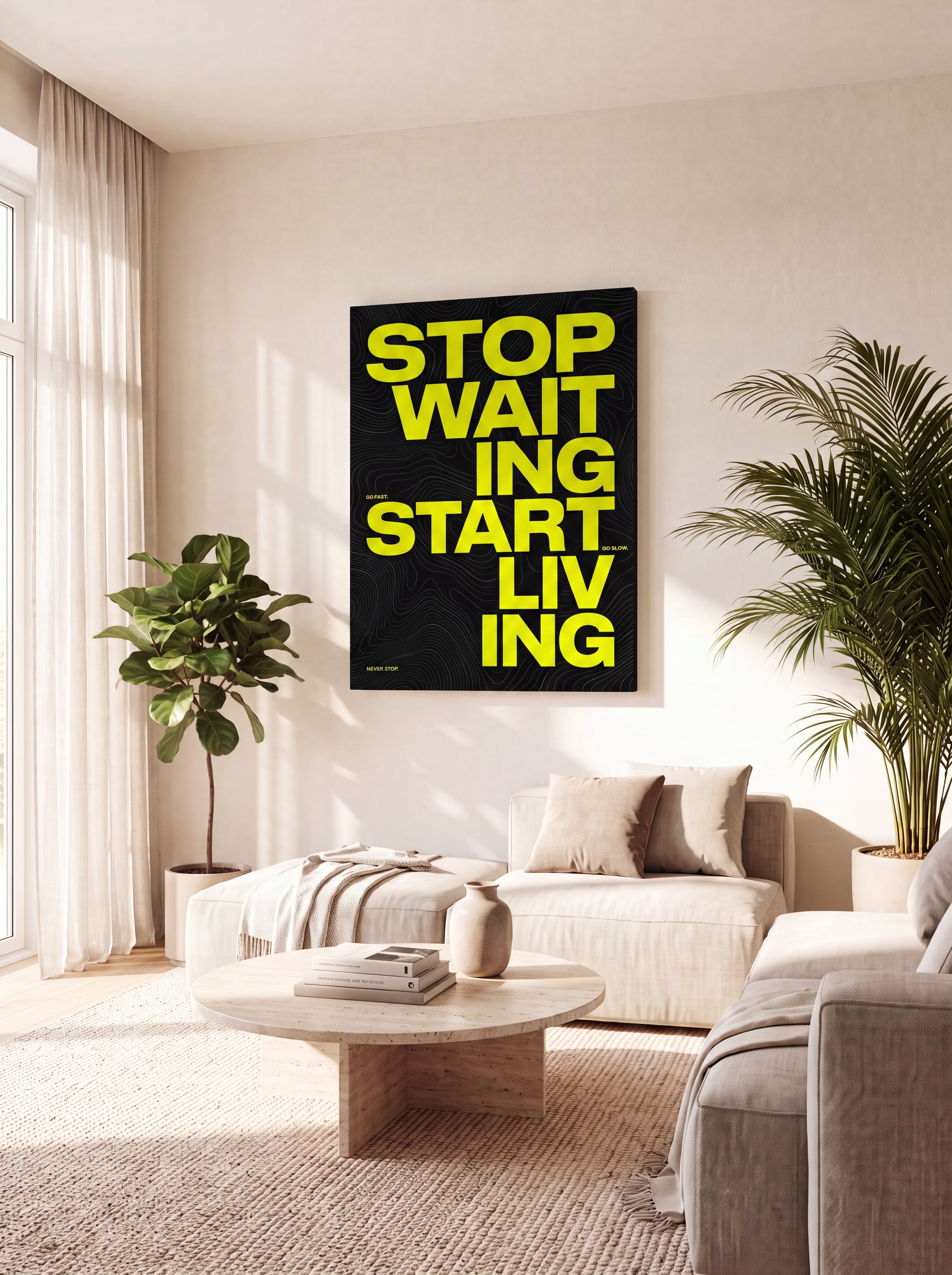 Stop Waiting Start Living | Motivational Canvas Wall Art