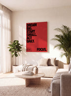 Dream Big Start Small Act Daily | Red Typographic Canvas Wall Art