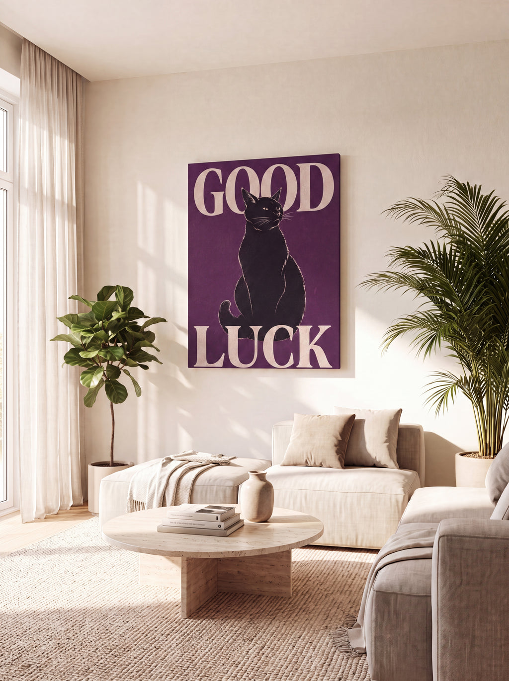 Good Luck | Japanese Lucky Cat Streetwear Canvas Wall Art