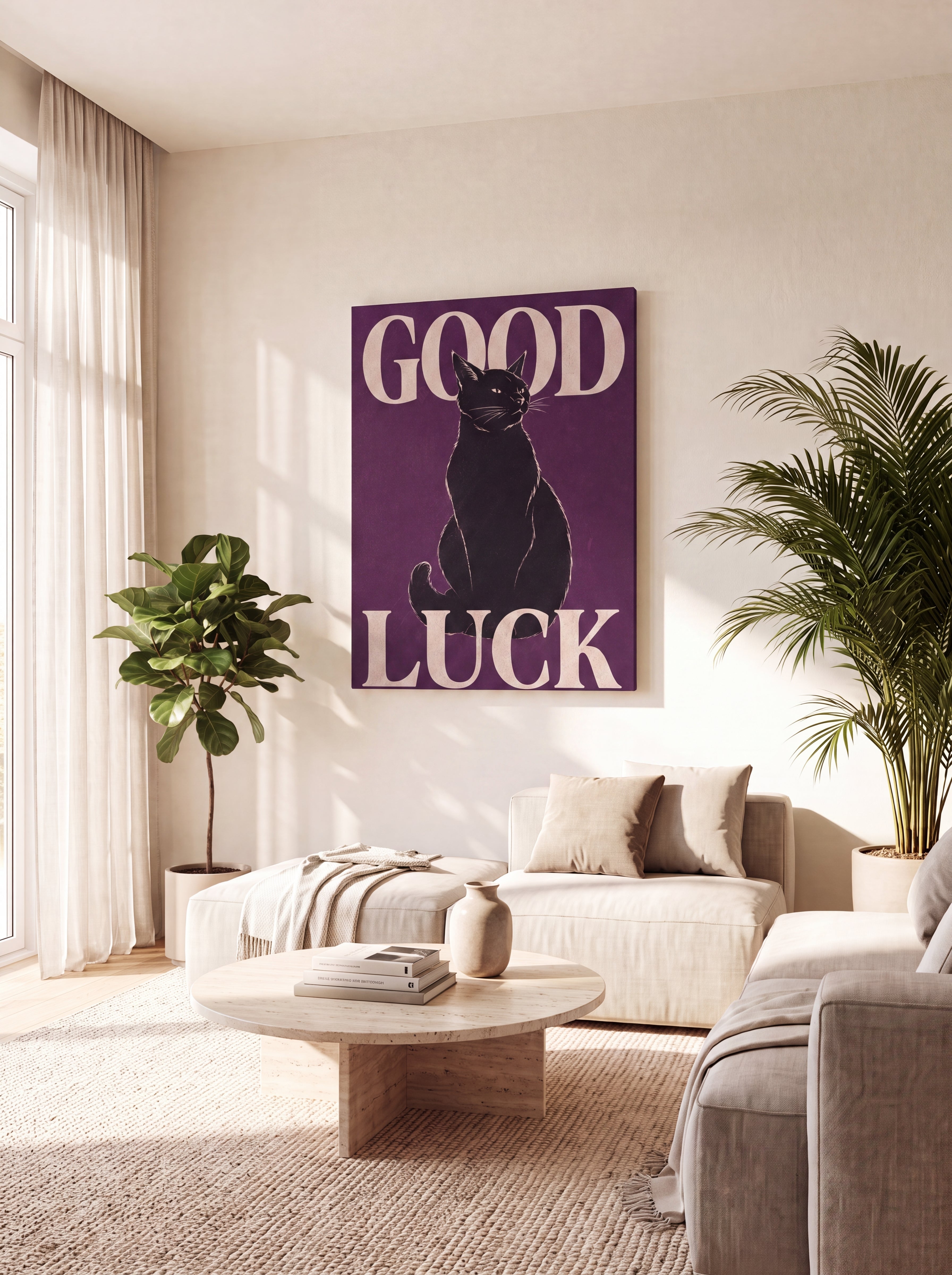 Good Luck | Japanese Lucky Cat Streetwear Canvas Wall Art