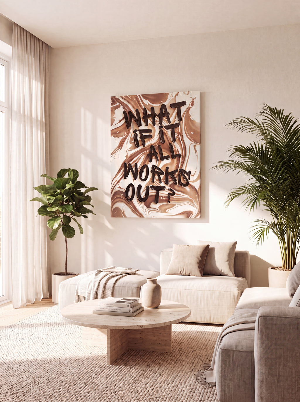 What If It All Works Out | Marble Typography Canvas Wall Art