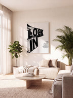 Lock In | Liquid Chrome 3D Typography Canvas Wall Art