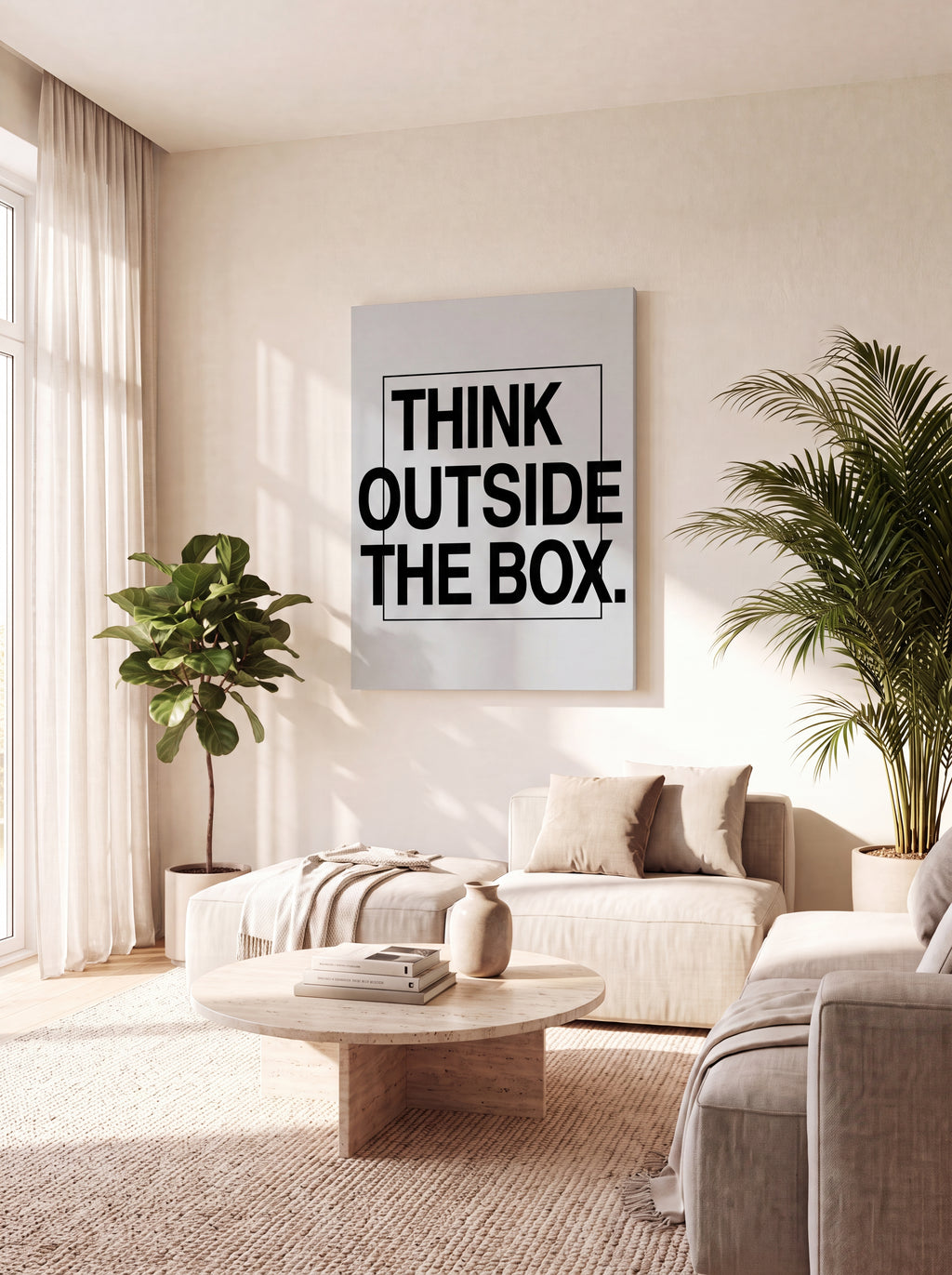 Think Outside The Box | Creative Typography Canvas Wall Art