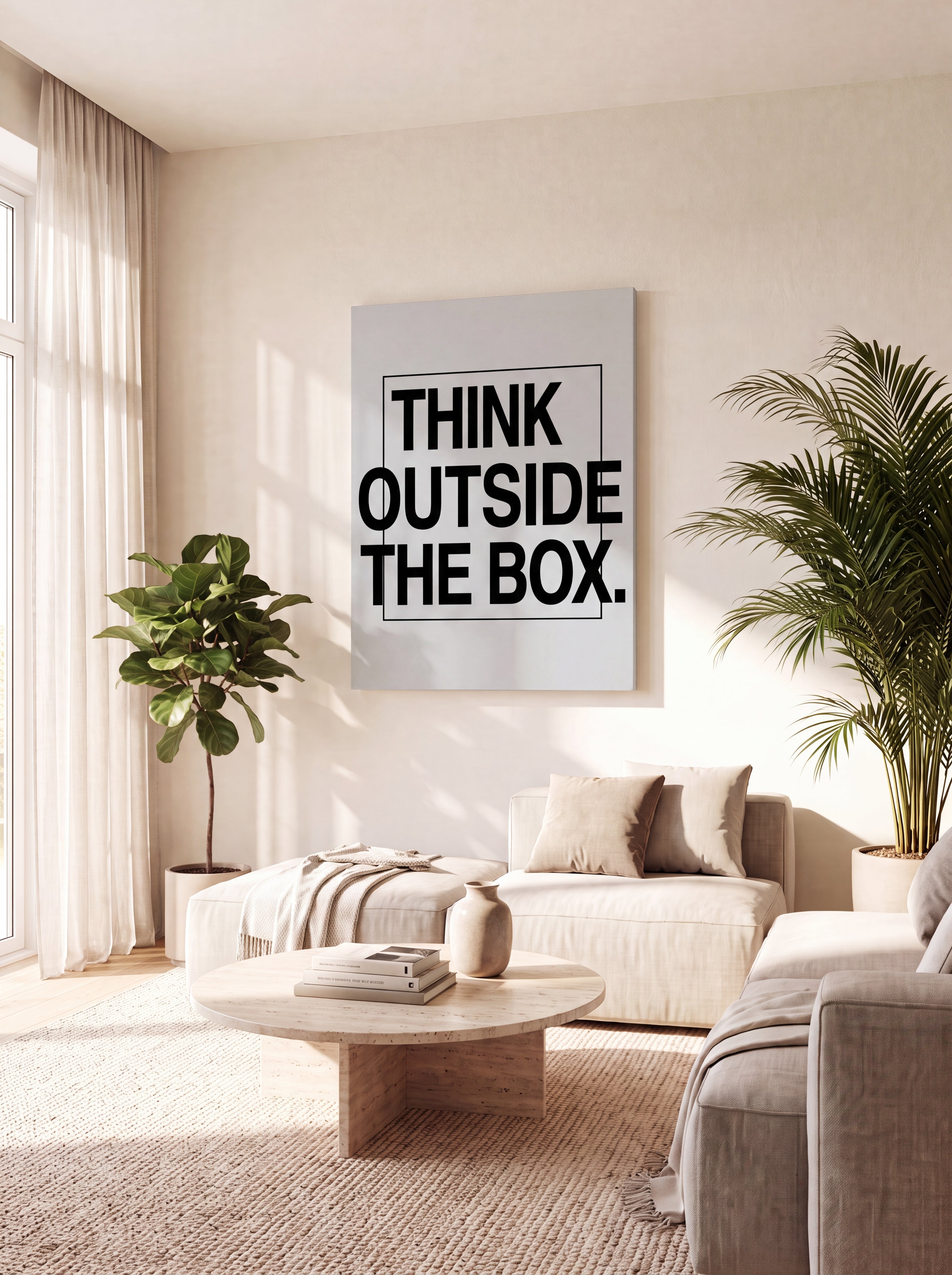 Think Outside The Box | Creative Typography Canvas Wall Art