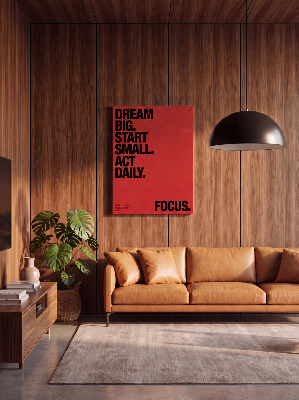 Dream Big Start Small Act Daily | Red Typographic Canvas Wall Art