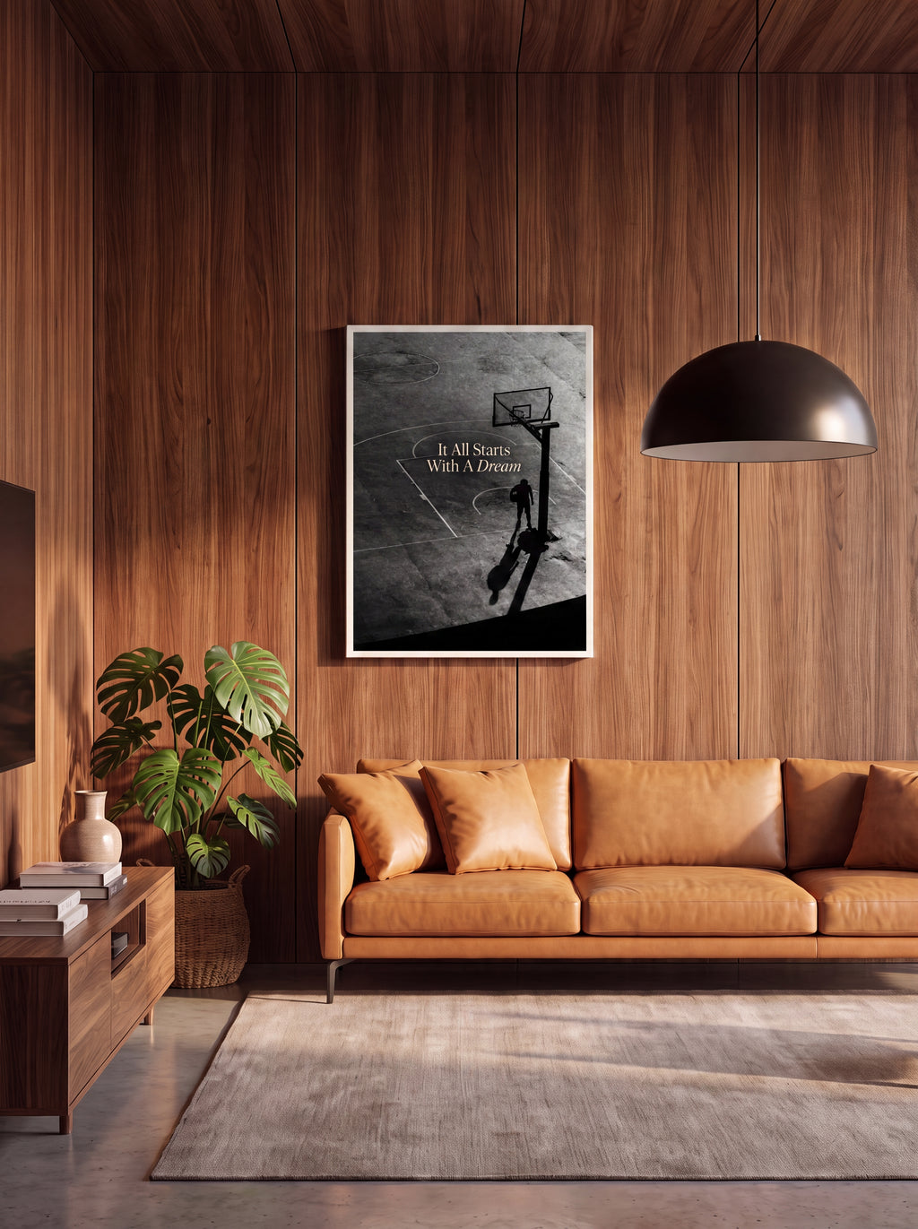 It All Starts With A Dream | Basketball Court Canvas Wall Art