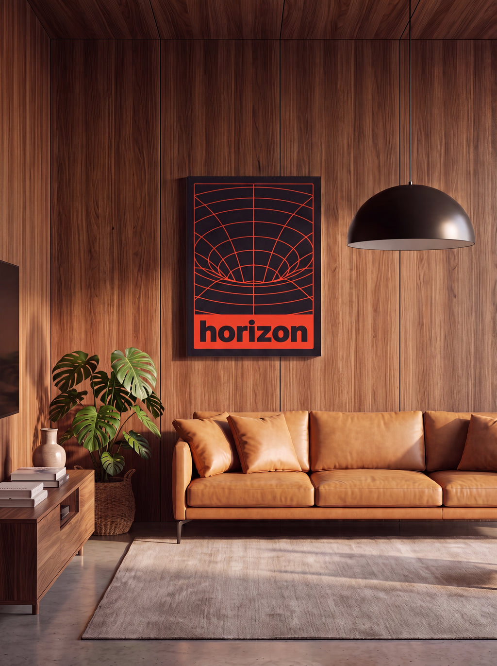 Horizon | Retro-Futurist Vortex Grid Canvas Wall Art
