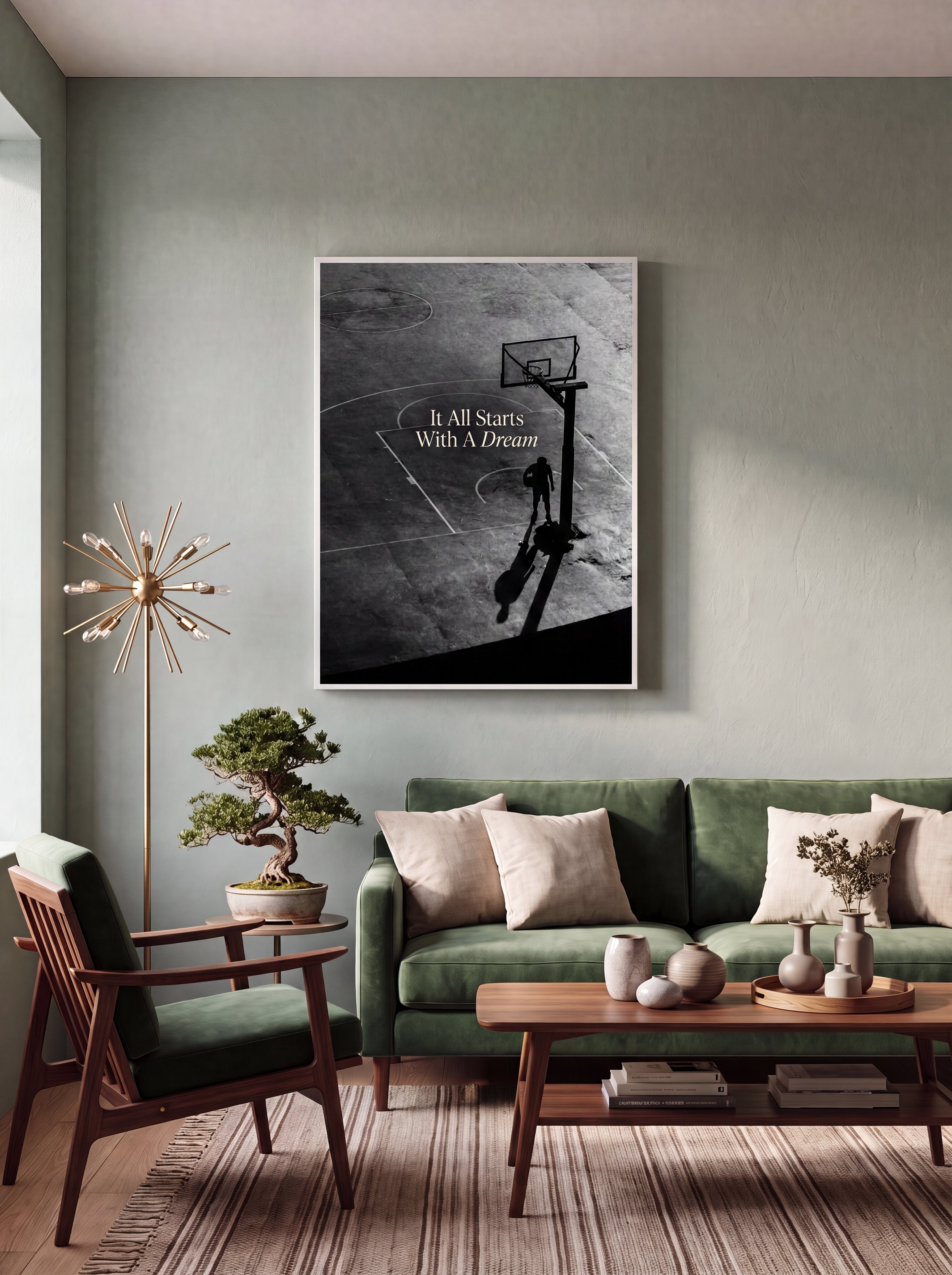 It All Starts With A Dream | Basketball Court Canvas Wall Art
