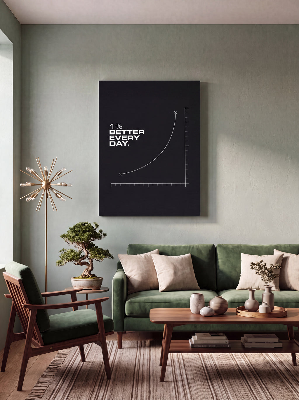 1% Better Every Day | Minimal Growth Chart Canvas Wall Art