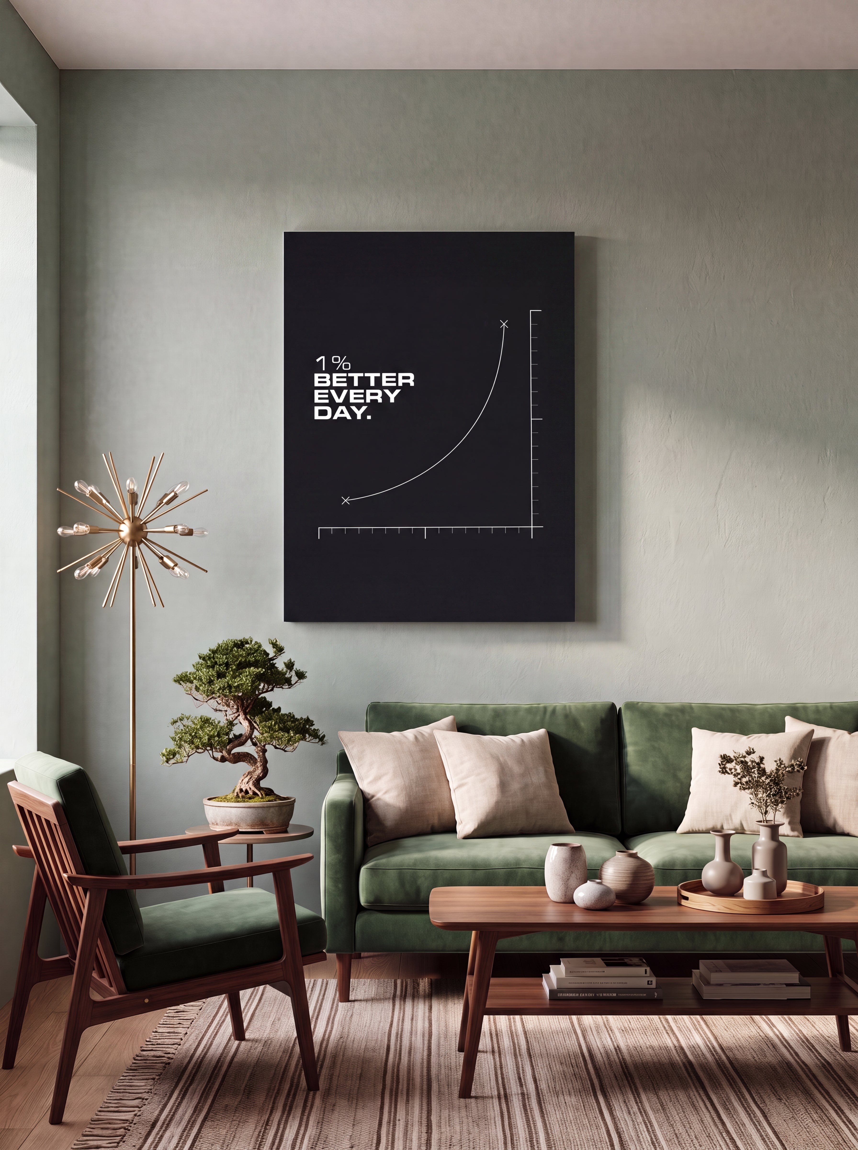 1% Better Every Day | Minimal Growth Chart Canvas Wall Art